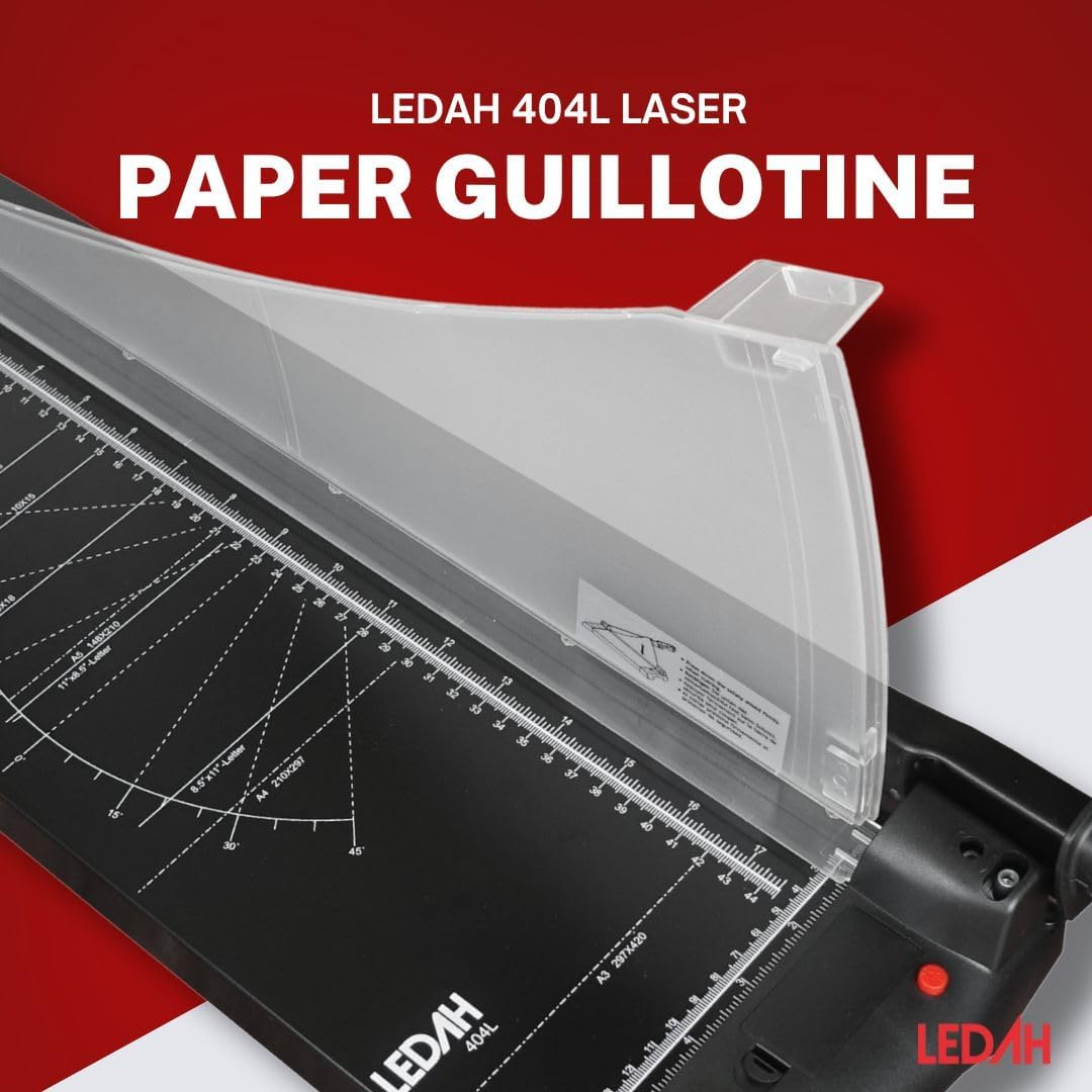 Ledah 404L A3 Paper Cutter Guillotine with Laser Guide, 10-Sheet Capacity, Metal Base, Blade Lock Protection, Black image number 3