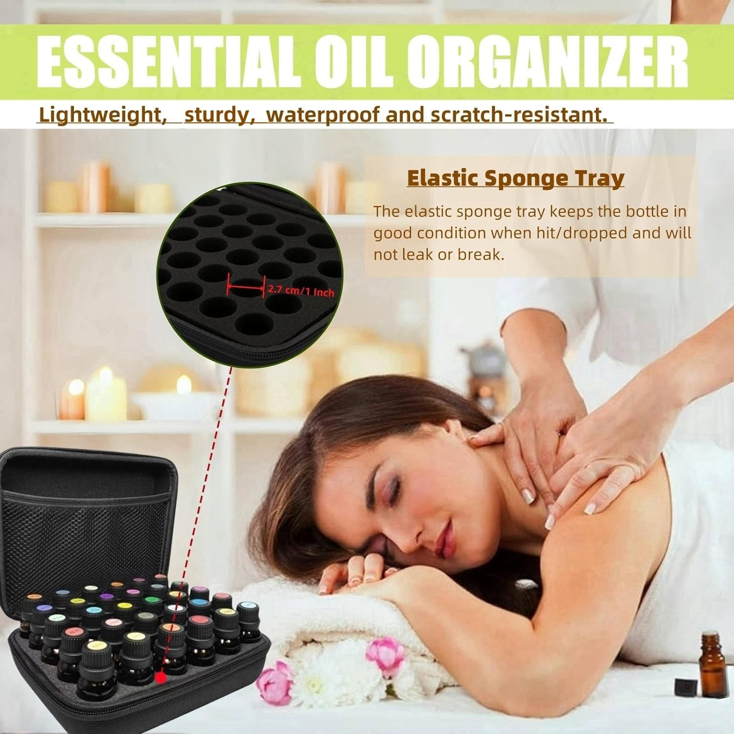 BLIRITEL EVA Essential Oils Organizer, 30 Bottles Hard Shell Essential Oil Storage Carrying Case, Essential Oils Boxes Holds 30 Bottles with 5Ml,10Ml,15Ml (Black) - Purple image number 5