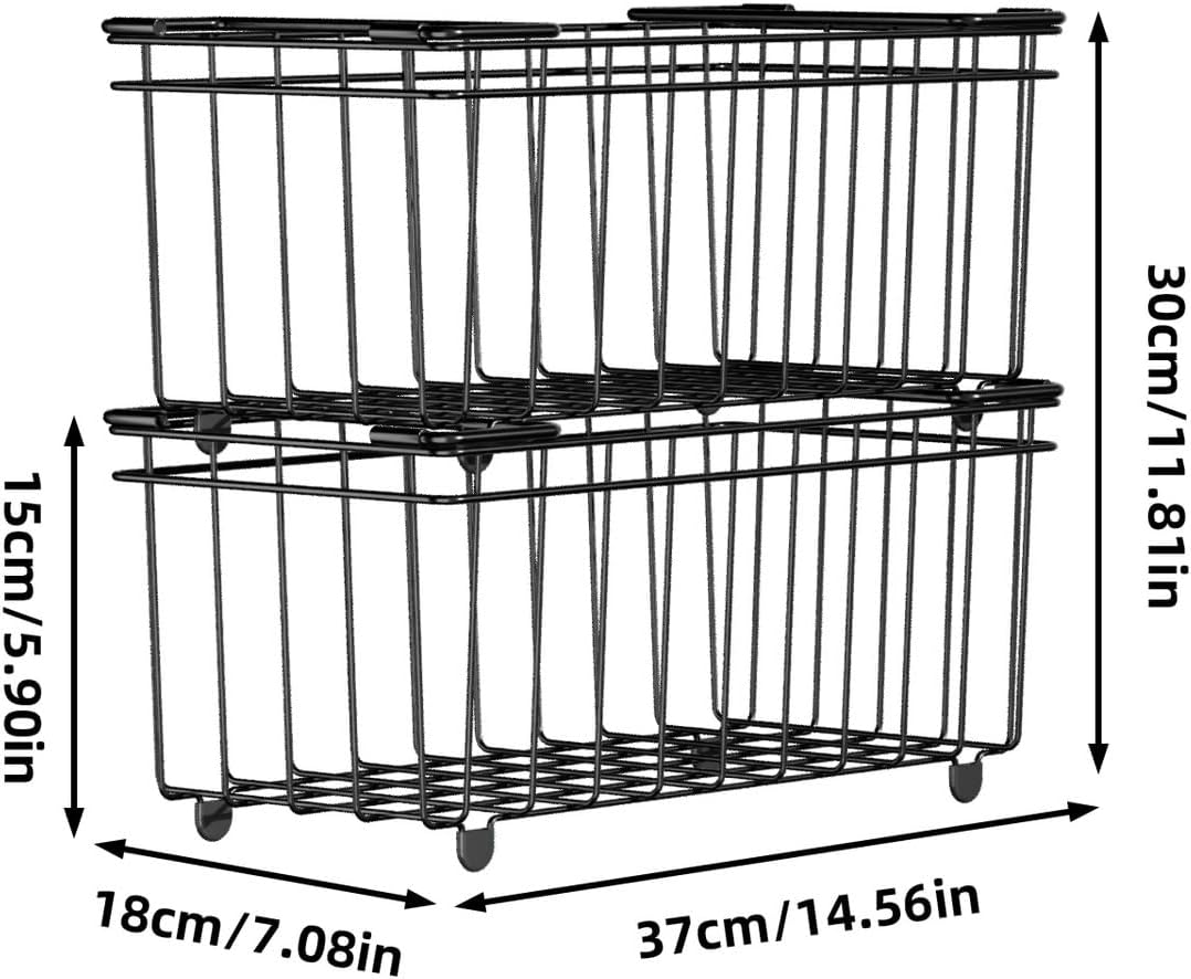 4 Pack Stackable Chest Freezer Organiser, Freezer Storage Baskets, Pantry Organiser, Deep Freezer Bins with Handles for Chest & Upright Freezers, for Frozen Meat, Vegetables & More image number 4