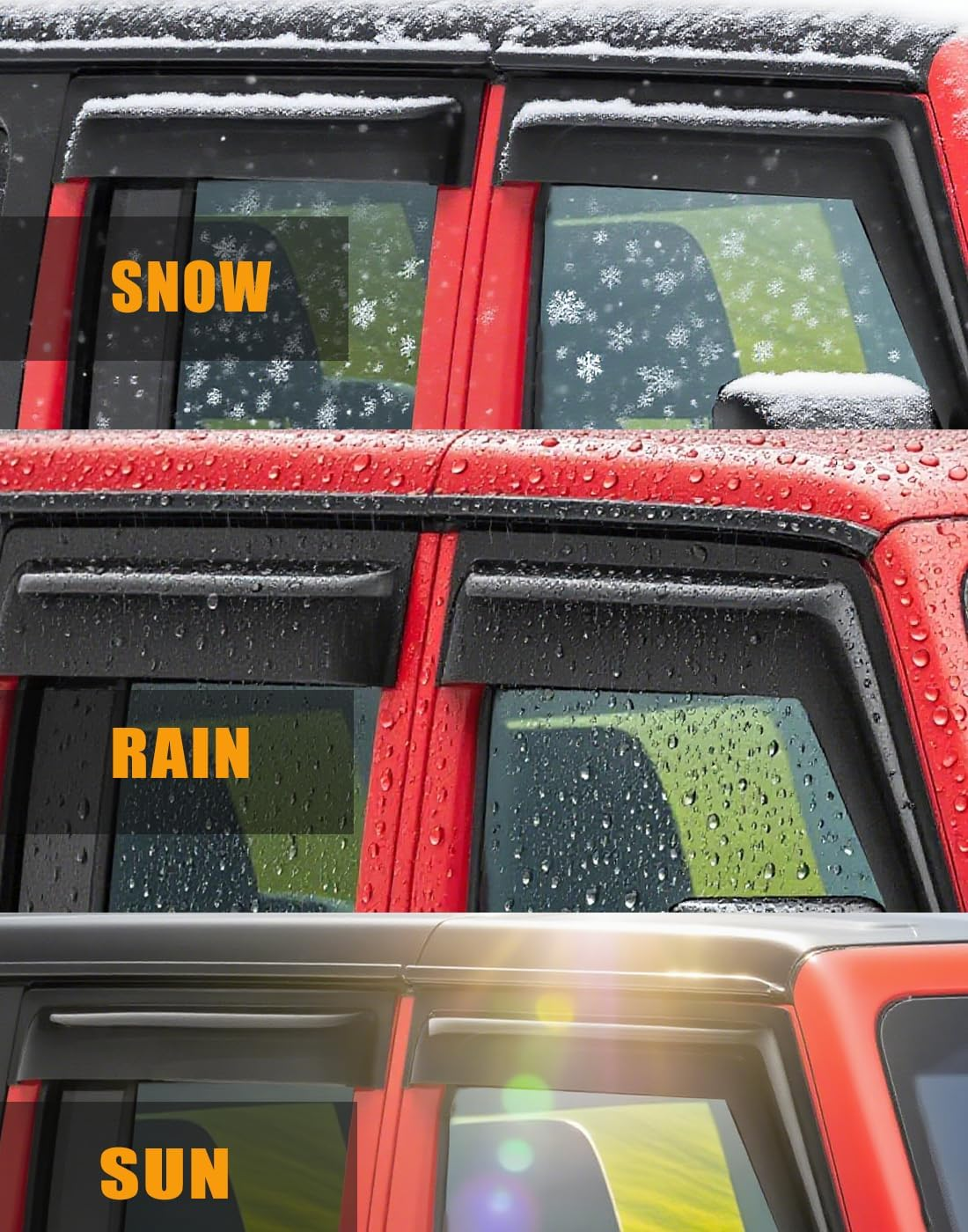 Side Window Deflectors Vent Visors for 2015-2018 Silverado & Sierra 1500 2500HD 3500HD Double Cab/Extended Cab Rain Guard Sun Shade 4Pc-Set 94528 image number 4