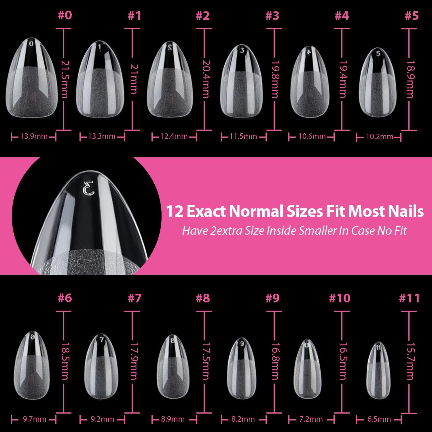 UNA GELLA Short Almond Nail Tips: 504PCS Short Fake Nails Soft Press on Gel Nail Tips Pre Shaped Almond Shape Home Nail Extension Full Cover, 12 Sizes Acrylic Gelly Tips image number 5