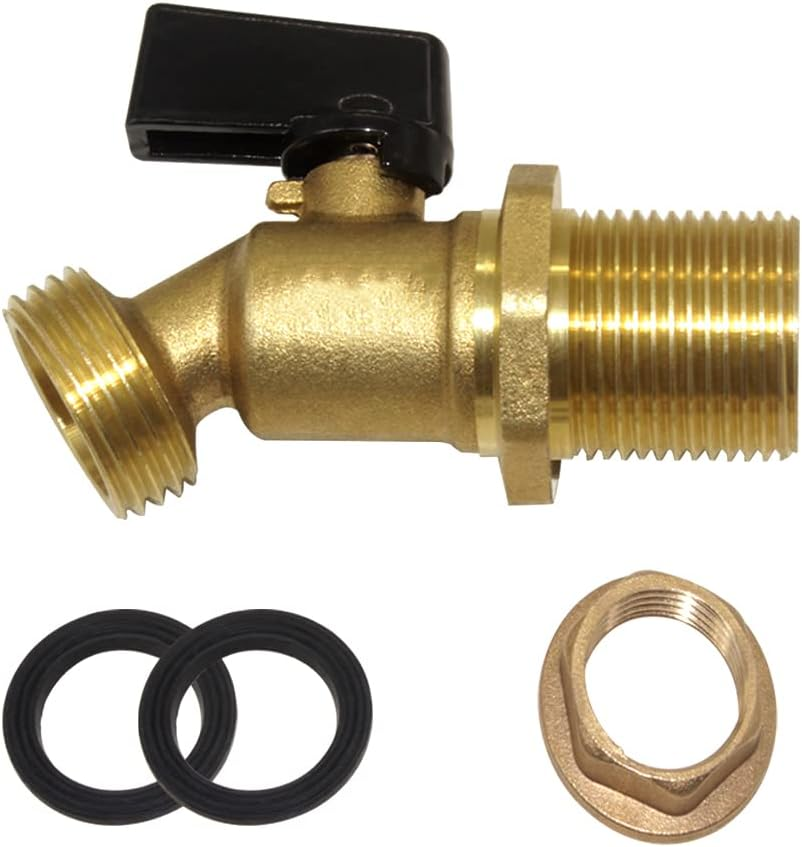 Hooshing Rain Barrel Spigot 1/2" Inlet to 3/4" GHT Thread Outlet with Quarter Turn Ball Valve Bulkhead Faucet for Water Tanks Bucket image number 2