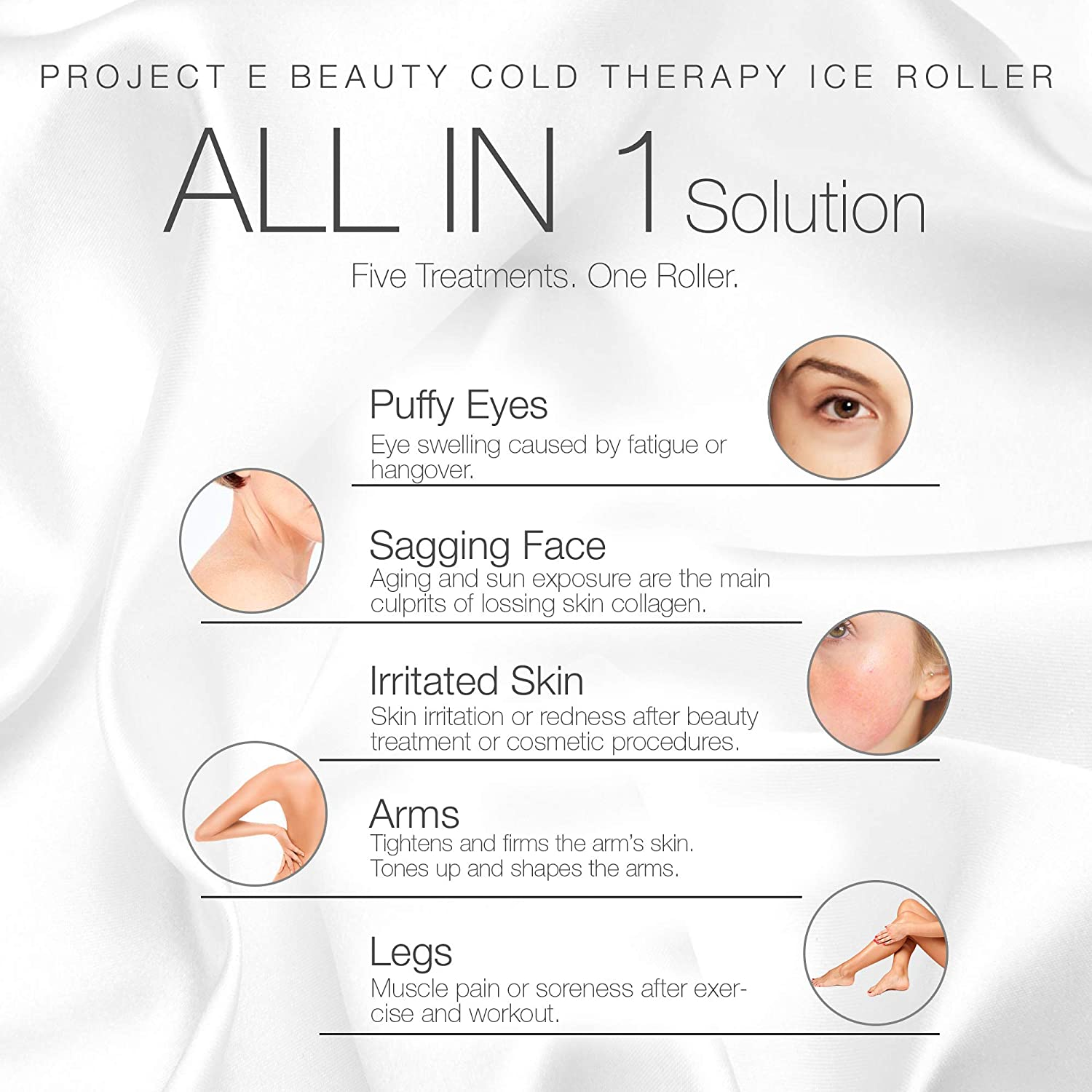 Ice Roller Cold Therapy by Project E Beauty | Reduce Puffiness & Dark Circles | Tightens & Firms| Diminish Fine Lines | Brighten Skin | Pain Relief | Muscle Soreness | Redness