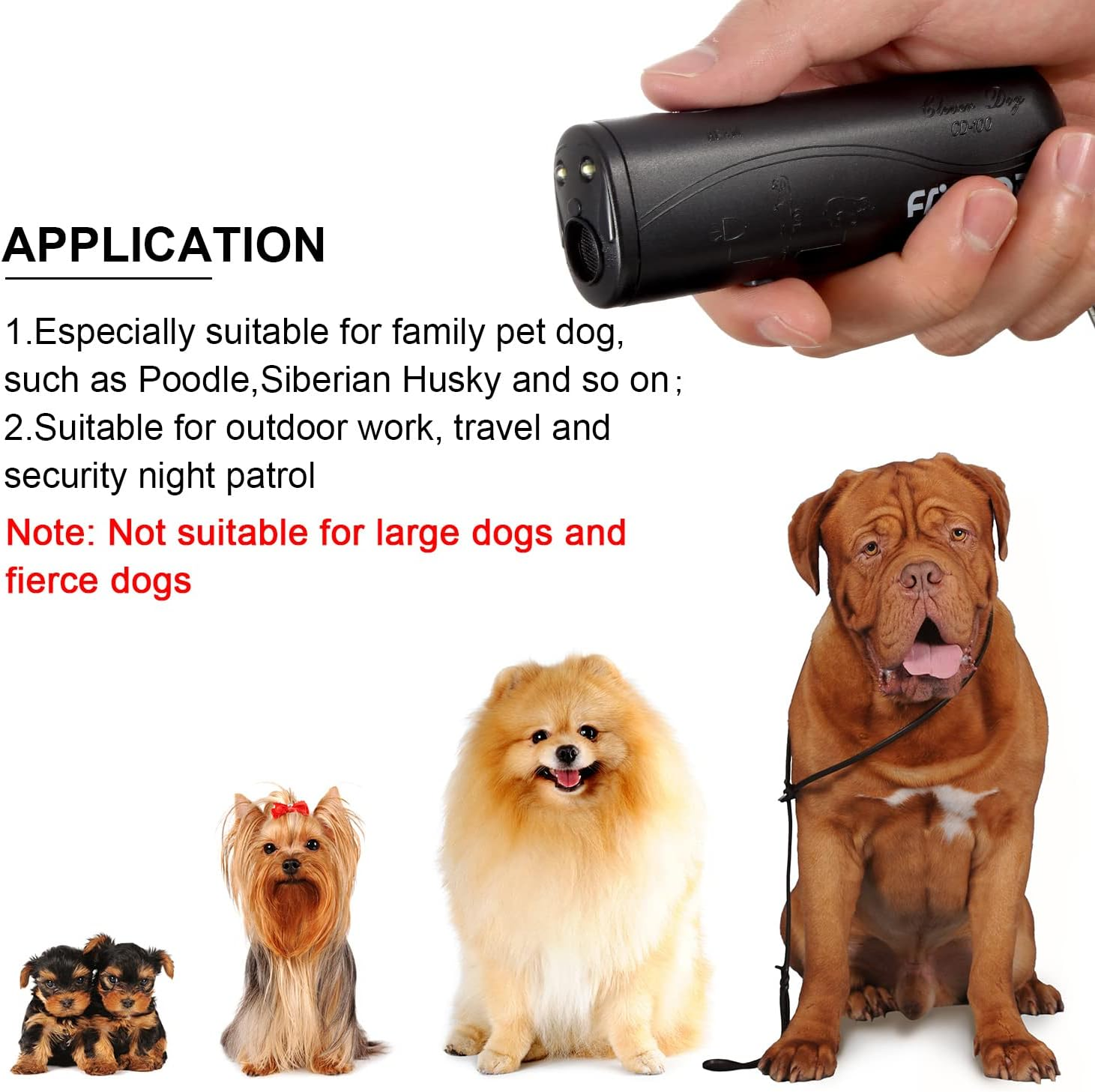 Frienda LED Ultrasonic Dog Repeller and Trainer Device 3 in 1 anti Barking Stop Bark Handheld Dog Training Device (Black) - Yellow image number 2