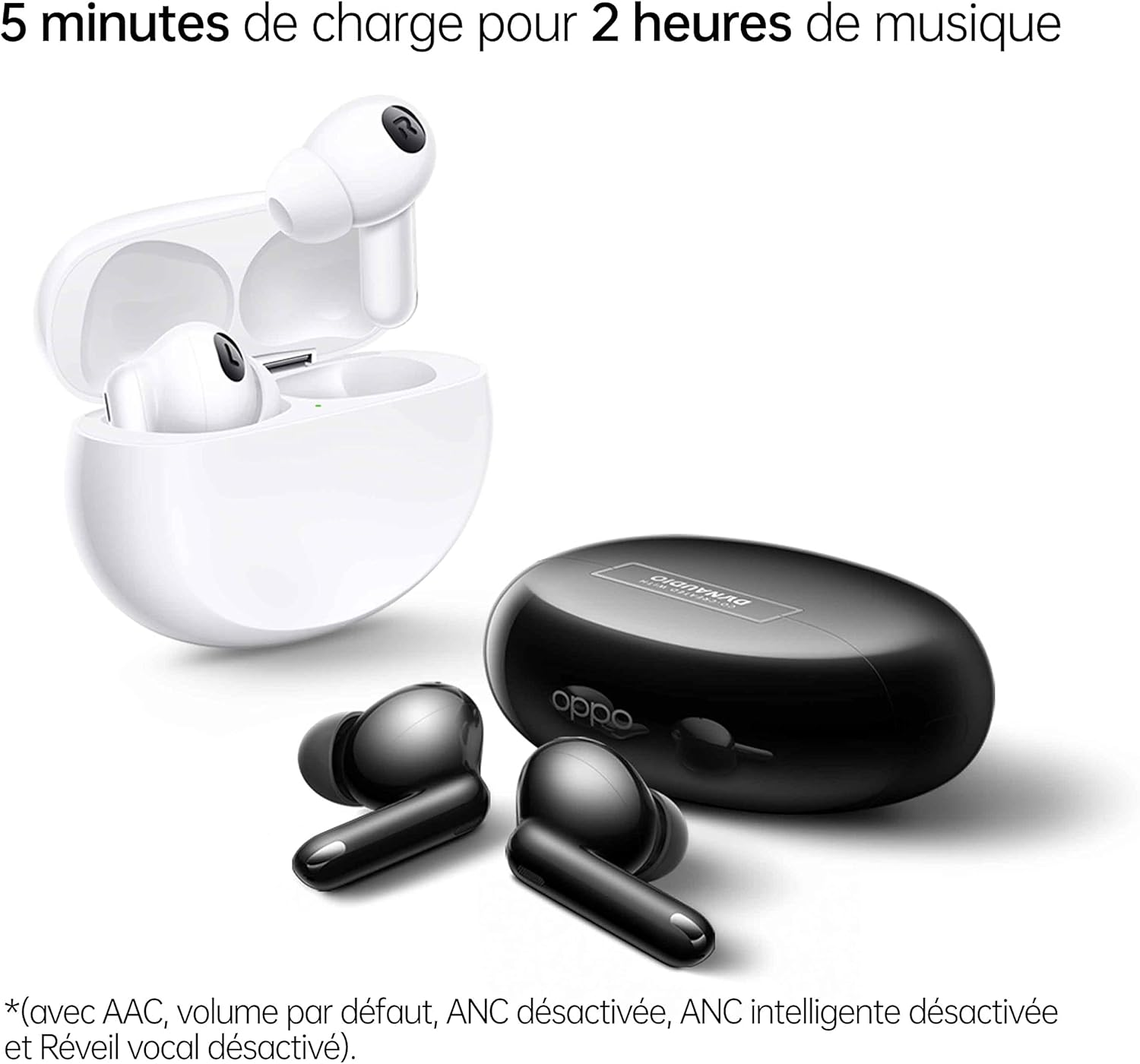 OPPO Enco X2 - Wireless Bluetooth Headphones - Half In-Ear Headphones - Simultaneous Binaural Sound - Active Noise Cancelling - Rechargeable Battery - Includes Case - Black [FR Version] image number 2