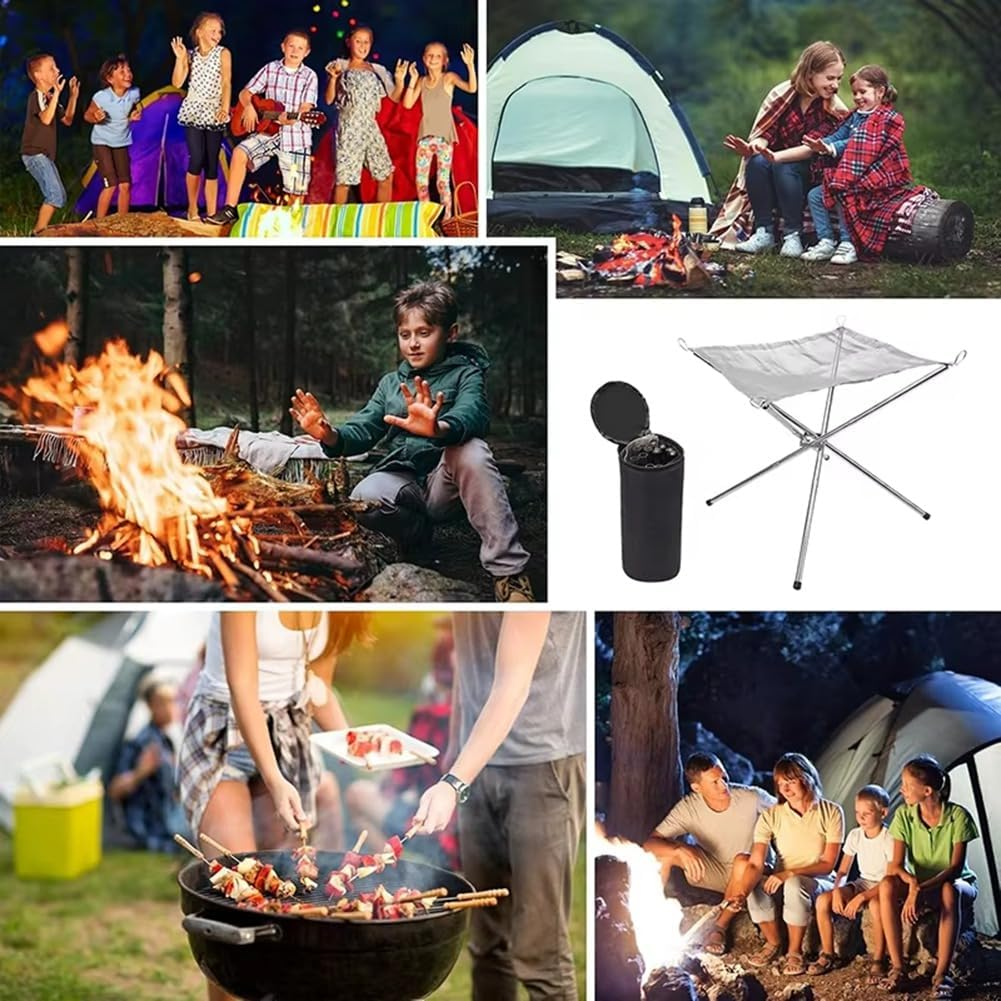 Portable Bonfire Campfire Fire Pit Collapsing Stainless Steel Mesh Fireplace Foldable Camping Fire Pit Camping Gear image number 2