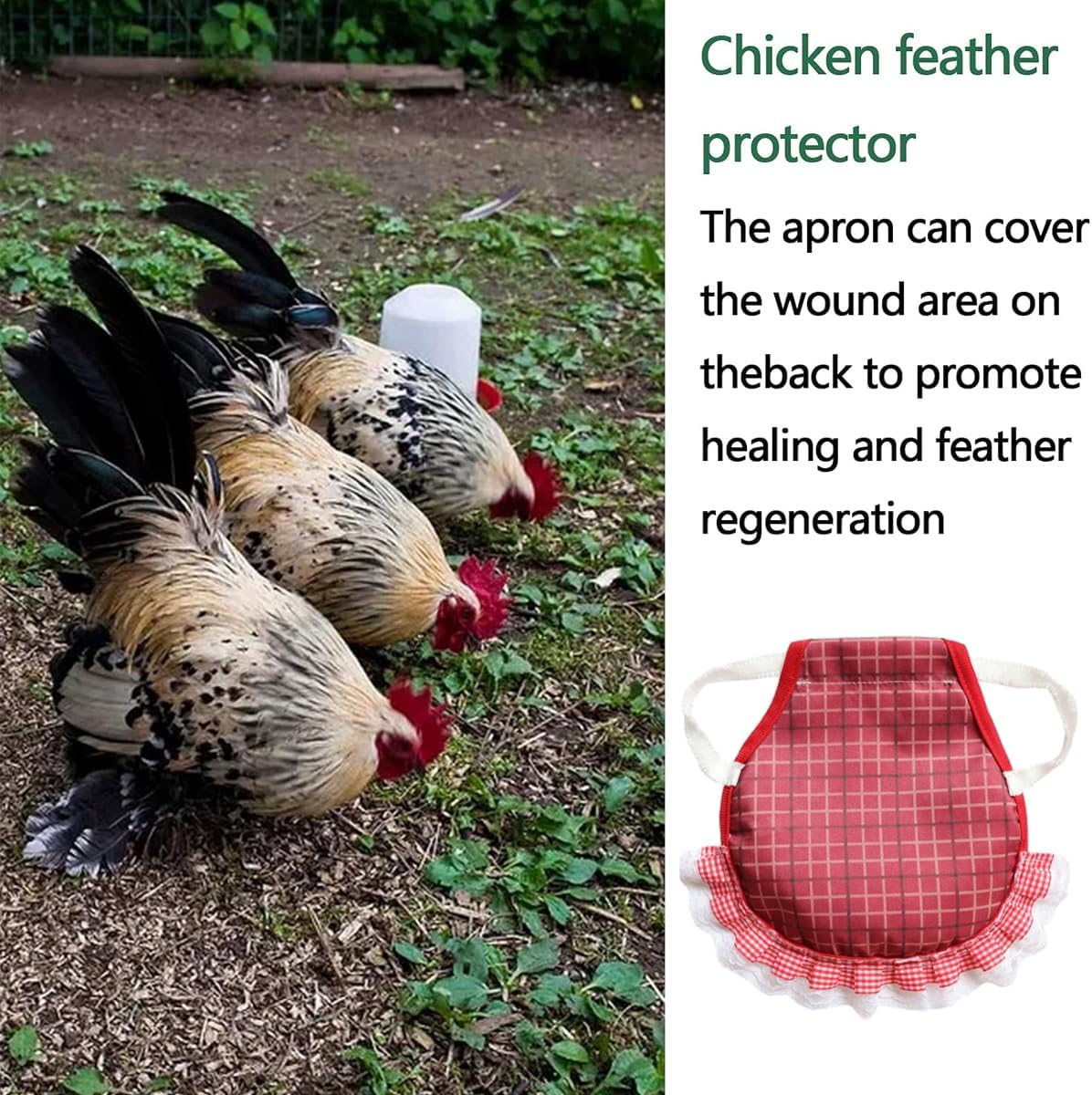 AIMALL Chicken Saddle Hen Apron 5-Pack &ndash; Soft Double Layer Back Protector with Lace Trim, Feather Guard with Elastic Straps for Poultry Injury Protection 9.1X9.1In image number 5