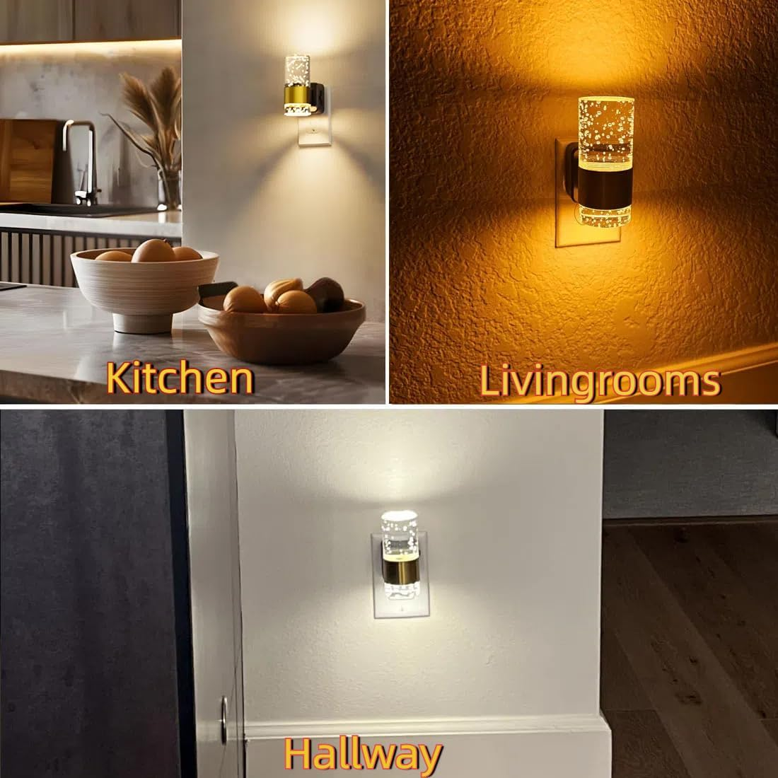 LED Night Light, 3000K Dimmable Nightlights Plug into Wall with Adjustable Brightness, Aesthetic Automatic Night Lights Plug in with Auto Dusk to Dawn Sensor for Bathroom Hallway Decor image number 2