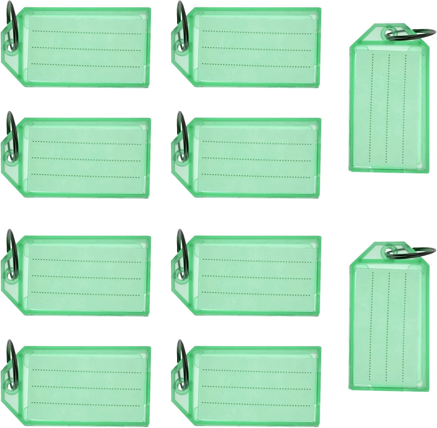 10 PCS Plastic Key Fobs with Labels and Key Rings, Semi Transparent, USB, ID Tags, Luggage Name Tags