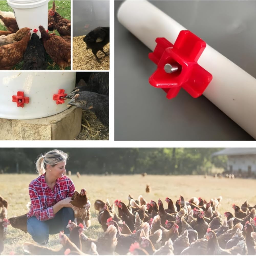Auto Chicken Waterer，Poultry Watering System for Chicken Coop ， Leakproof Water Dispenser with Drill Bits Horizontal Chick Feeder for Bird Quail Farm image number 1