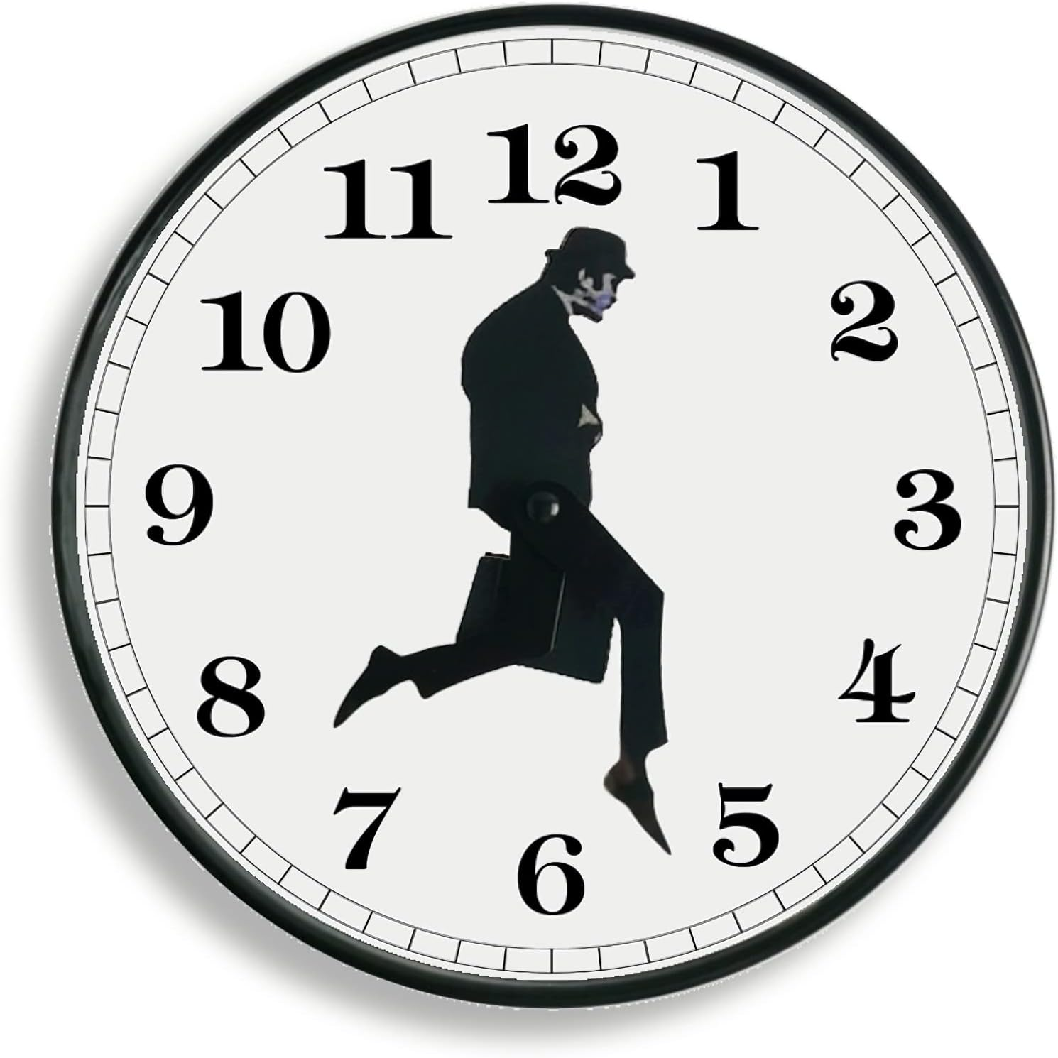 TANKRIN Ministry of Silly Walks Clock, Silly Walk Wall Clock, a Interesting Wall Clock for Bedroom Kitchen Living Room, Novelty Home Decor Gifts (Black)