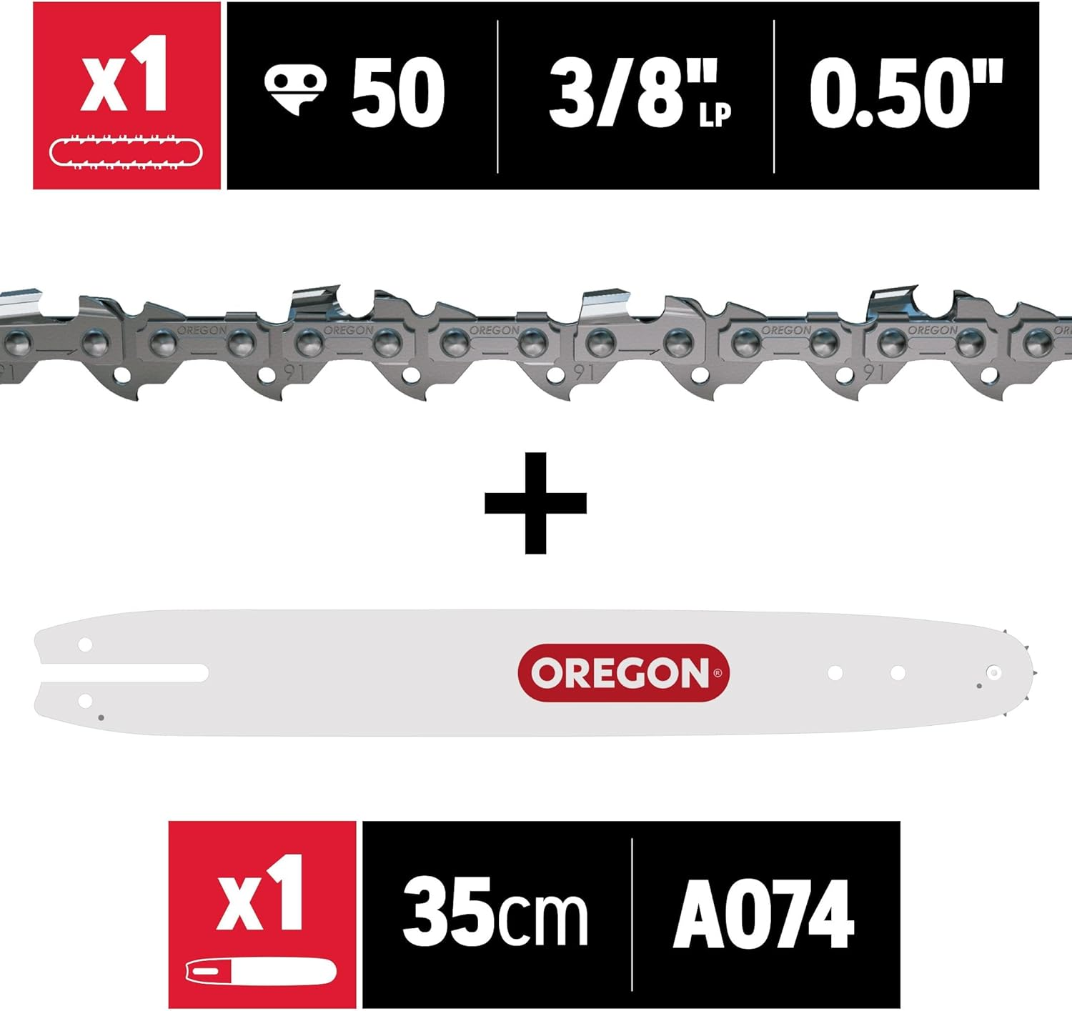 Oregon 14-Inch Replacement Chainsaw Bar and S50 Advancecut Chainsaw Chain Combo, 50 Drive Links, Pitch: 3/8", .050" Gauge (105667) Grey image number 4