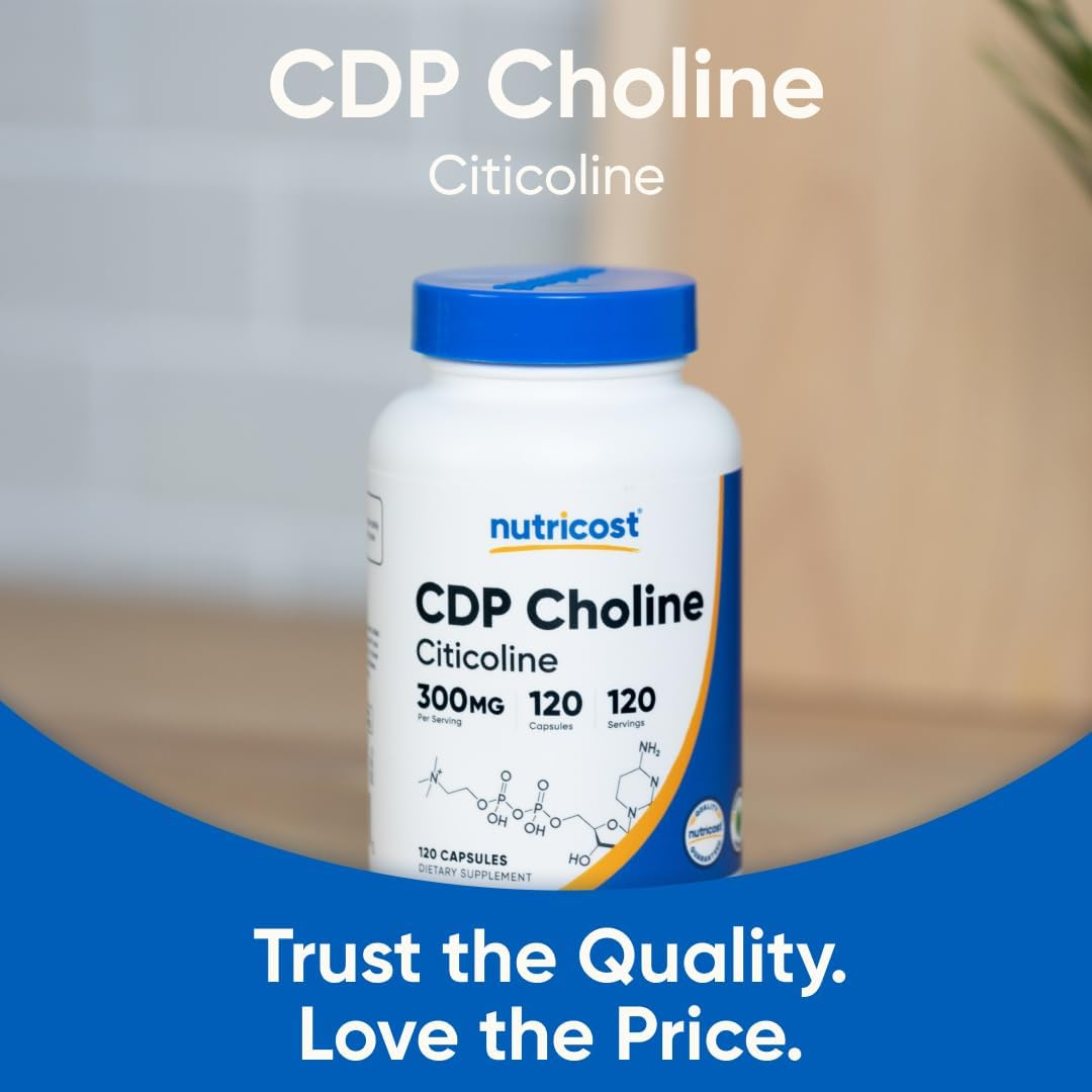 Nutricost CDP Choline (Citicoline) 300Mg, 120 Veggie Capsules - Non-Gmo, Vegan Friendly, Gluten Free image number 4