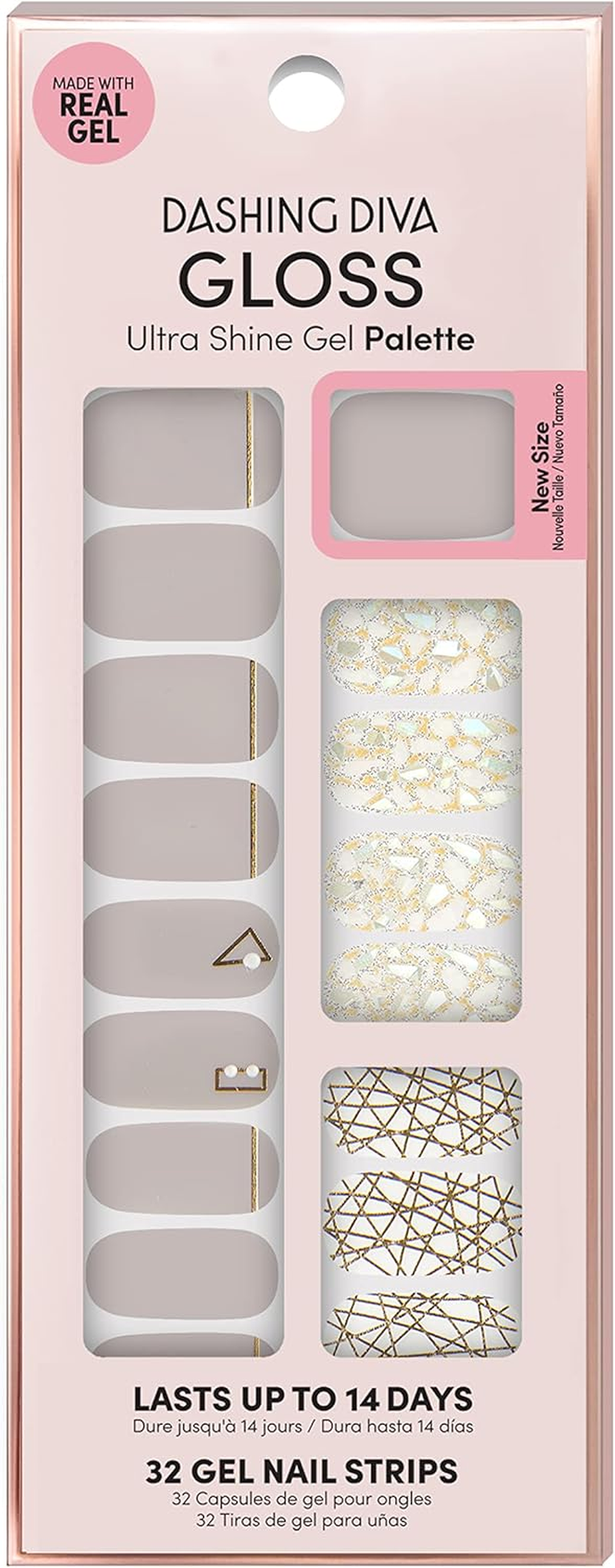 Dashing Diva Gloss Nail Strips - Wild Flower | UV Free, Long Lasting, Floral Nail Stickers with Pink Accent Nails | Contains 32 Nail Wraps, 1 Prep Pad, 1 Nail File