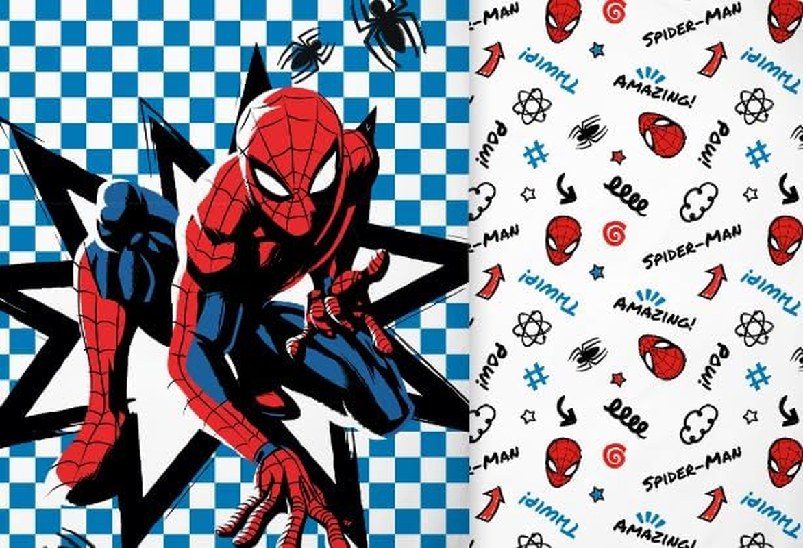 Spiderman Bedlinen Single Size | Duvet Cover 140X200 Cm + Pillowcase 60X65 Cm | 100% Cotton | Soft & Breathable Bed Linen for Kids | Superhero Bedding Set | Bedroom Decor image number 2