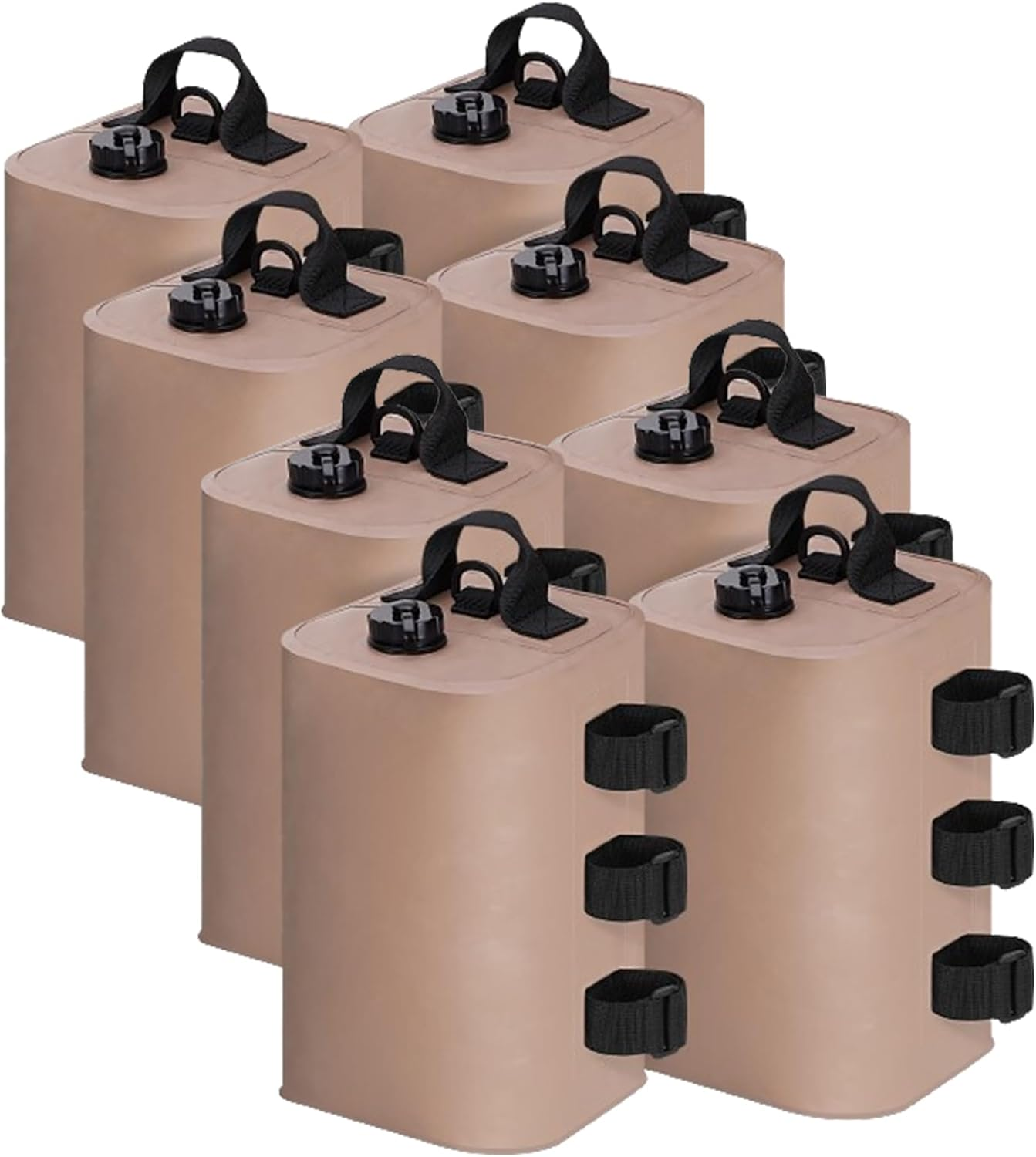 Tent Weight Set of 4/8 Weight Bag Multi-Weight for Tarp Tents Band Tape Water Injection Type Outdoor Heavy Bag Beach Umbrella Versatile Weight Gazebo Shelter (8, Khaki-Square) image number 1