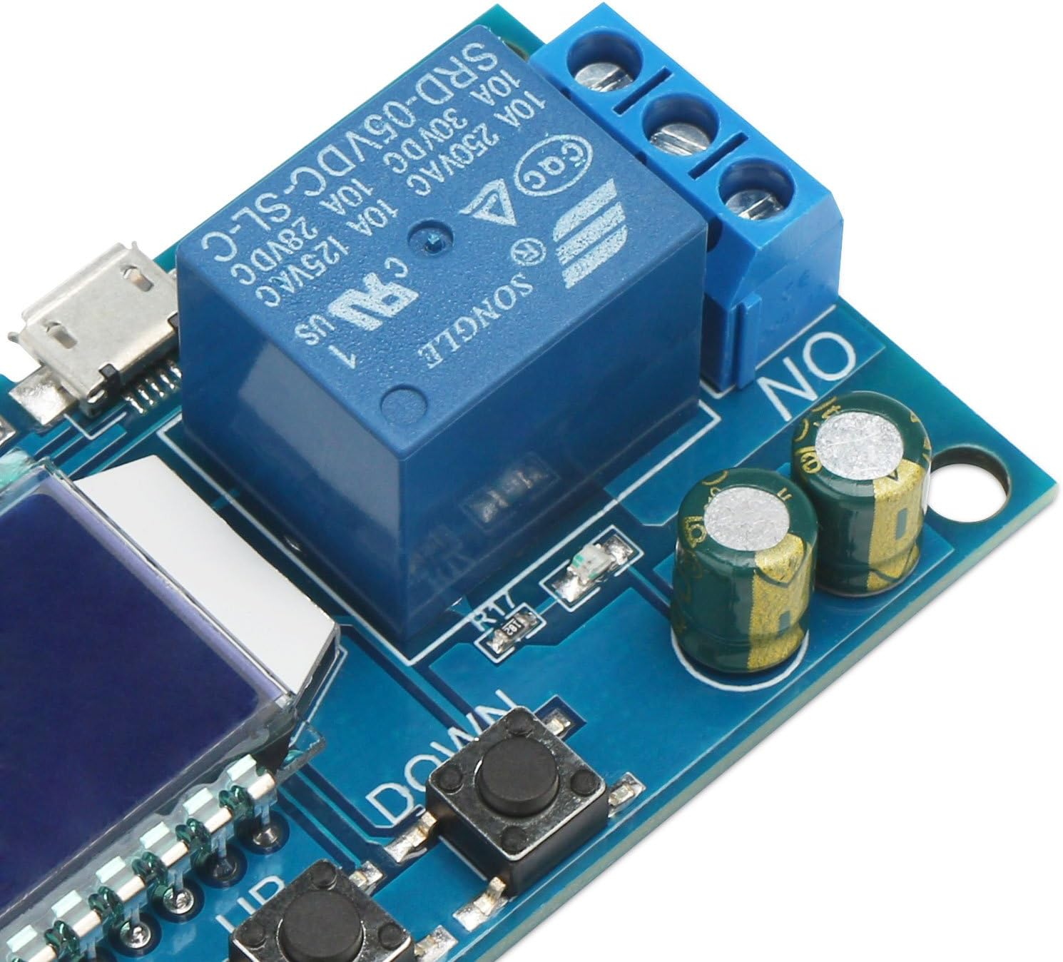 Timer Relay, DROK Time Delay Relay 5V 12V 24V Delay Controller Board Delay-Off Cycle Timer 0.01S-9999Mins Trigger Delay Switching Relay Module with LCD Display Support Micro USB 5V Power Supply - Blue image number 6