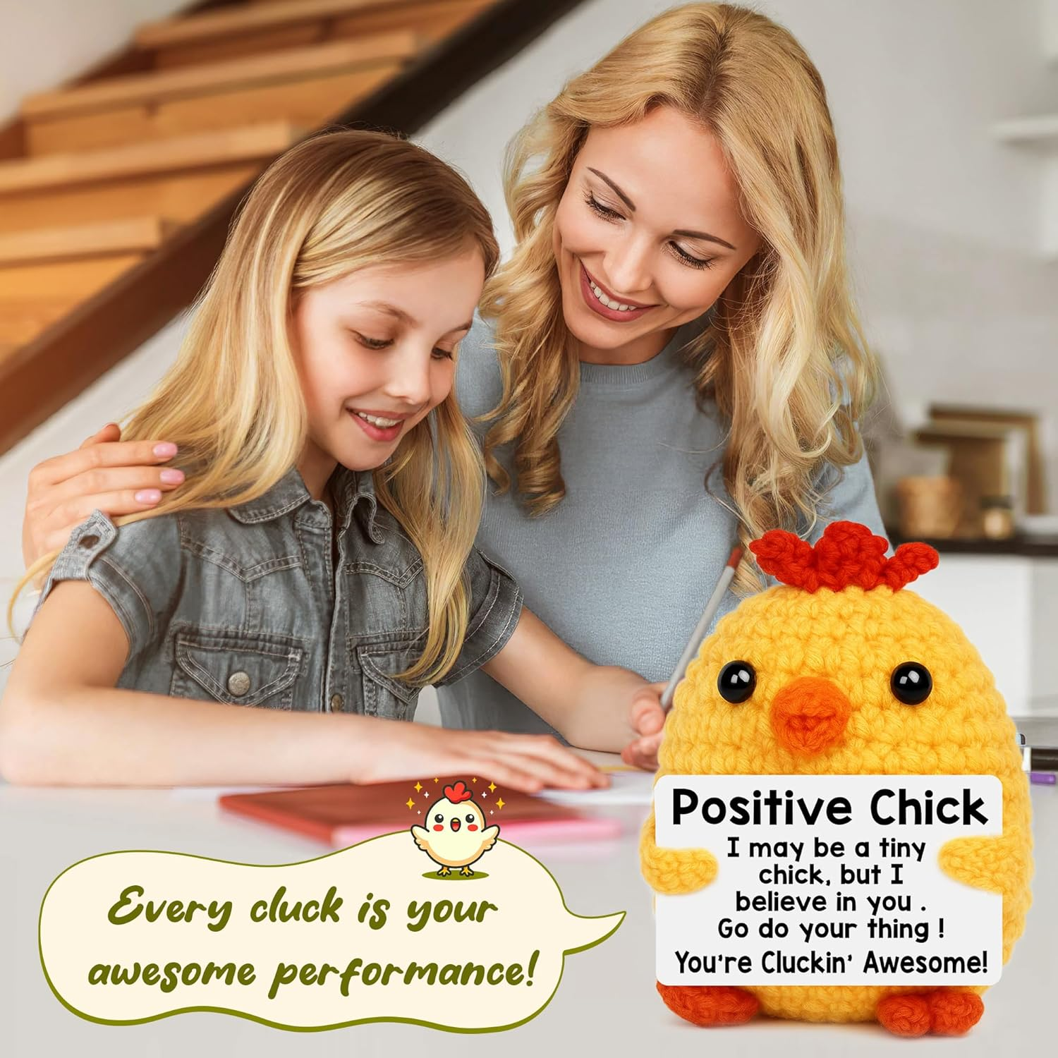 Mini Chicken Birthday Gifts for Women, Kindergarten Graduation Gifts for Her Him College Teen Daughter Friend Sister, Positive Crochet Animals Emotional Cheer up Support Handmade Chick Potato Pickle