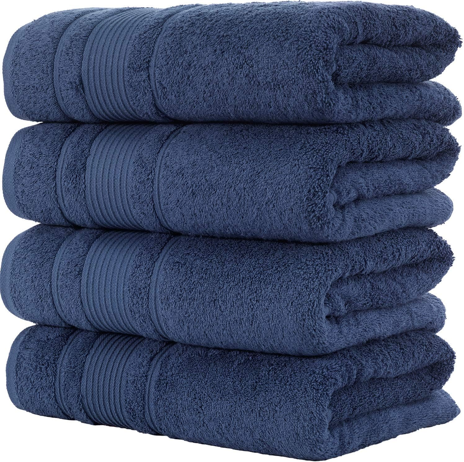 Qute Home 4-Piece Bath Towels Set, 100% Turkish Cotton Premium Quality Towels for Bathroom, Quick Dry Soft and Absorbent Turkish Towel, Set Includes 4 Bath Towels (Navy Blue) image number 5