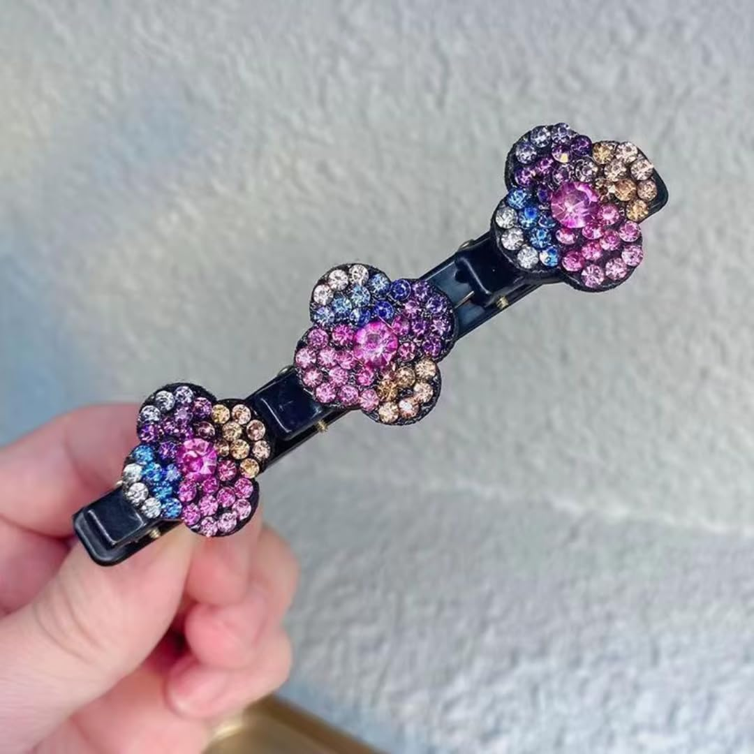 Sparkling Crystal Hair Clips, Braided Hair Clips for Women, Girls, Elegant Rhinestone Hair Clips for Hairstyles, Non-Slip & Stylish for Everyday, Wedding & Party (Rainbow) image number 1
