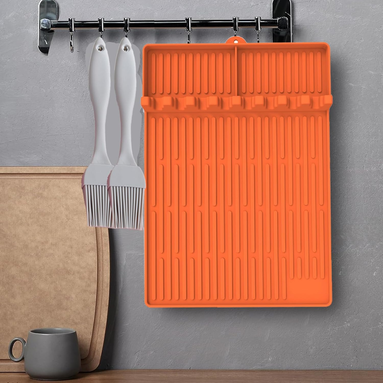 Grill Silicone Mat for Blackstone - Side Shelf BBQ Accessories - Dish Dry Mat for Countertops - Spatula Drip Pad - Orange BBQ Mat for Griddle Accessories image number 1