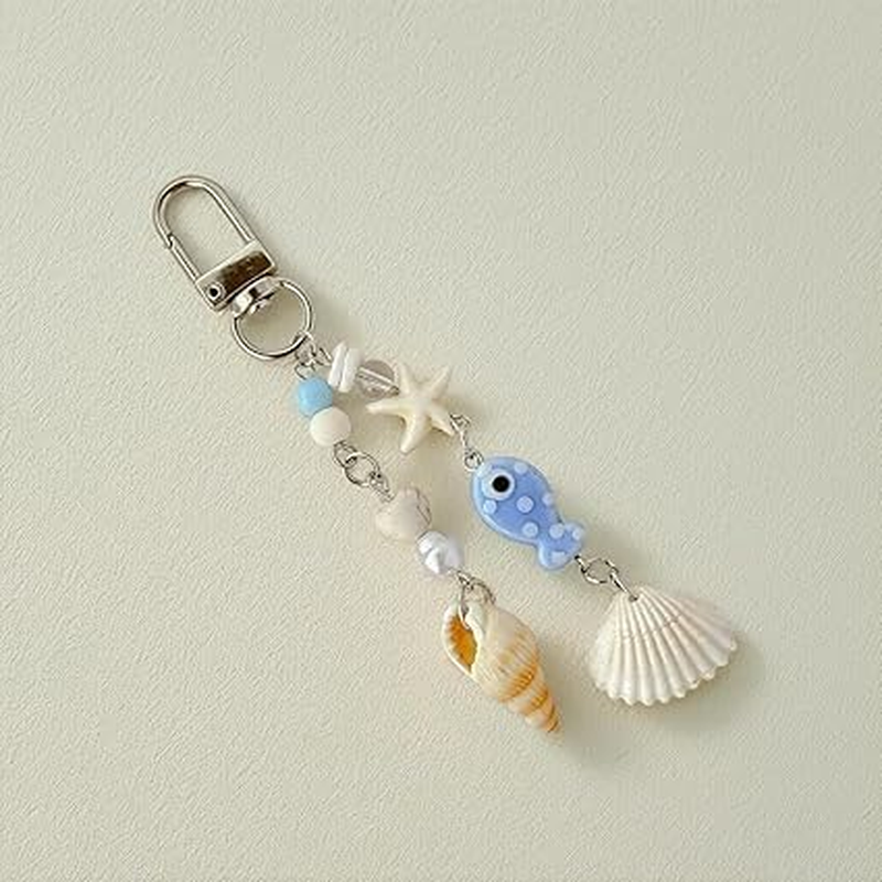 Fokmuaex 2Pcs Ocean Theme Keychains Set - Seashell & Starfish Charms for Beach Bags, Purses & Phones, Cute Accessories for Girls & Women image number 3