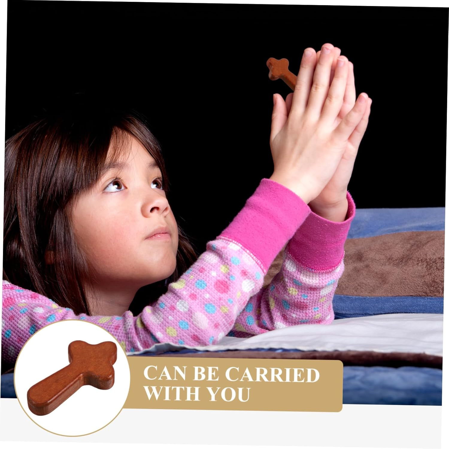 FUTUREORYY 3Pcs Small Hand Held Wooden Cross Portable Pocket Prayer Crosses for Comfort and Peace for Baptism First Communion Mother Day image number 5