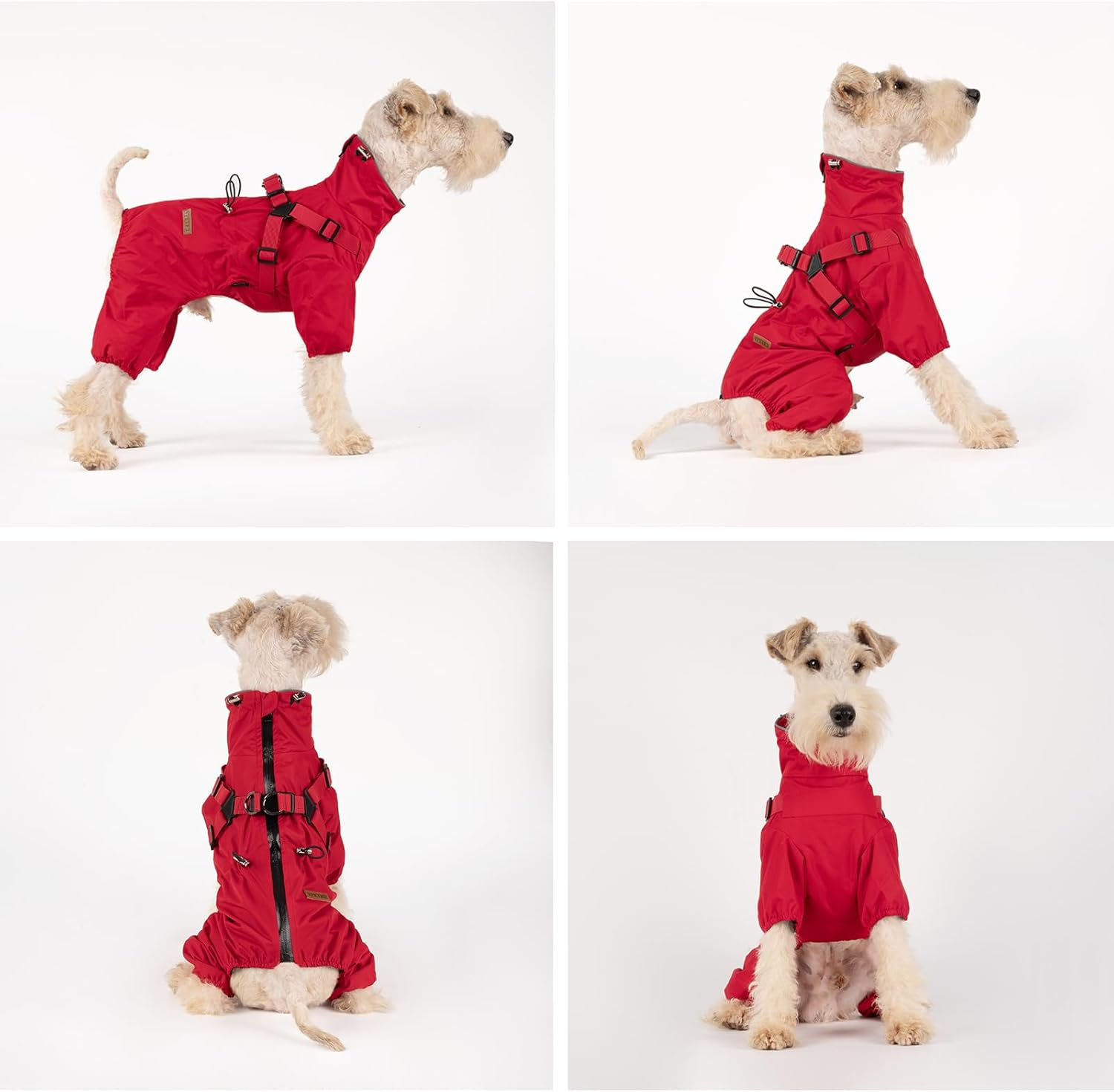 BT Bear Dog Harness Raincoat,Adjustable 4 Legs Dog Jacket with Harness Reflective Jumpsuit Waterproof Coat for Medium Large Dogs,Red 4XL image number 5