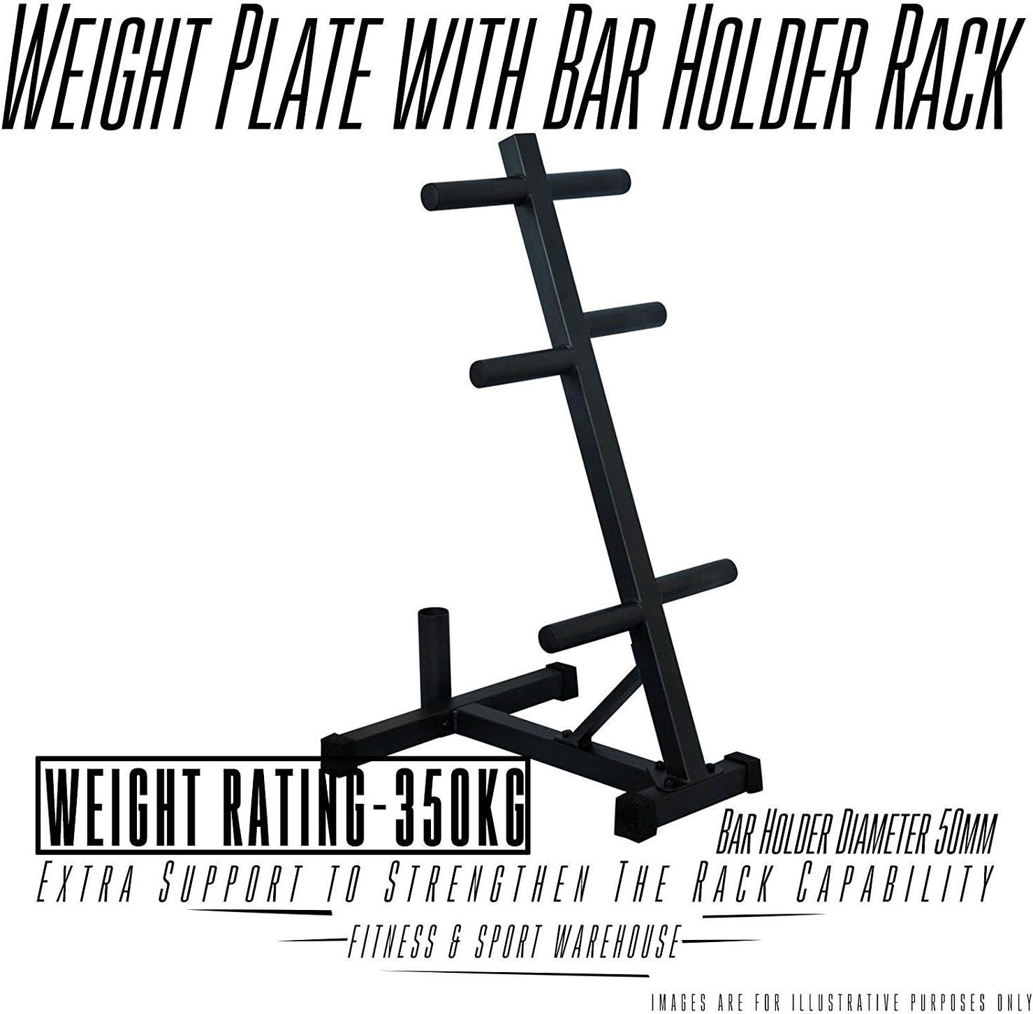 HCE Olympic Weight Plates and Bar Holder - Tree Rack Olympic Barbell Weights Storage with 6 Weights Holder and 1 Standing Bar Holder - Max Capacity of 350Kgs - Heavy-Duty Steel Fitness Gym Equipment Organiser image number 3