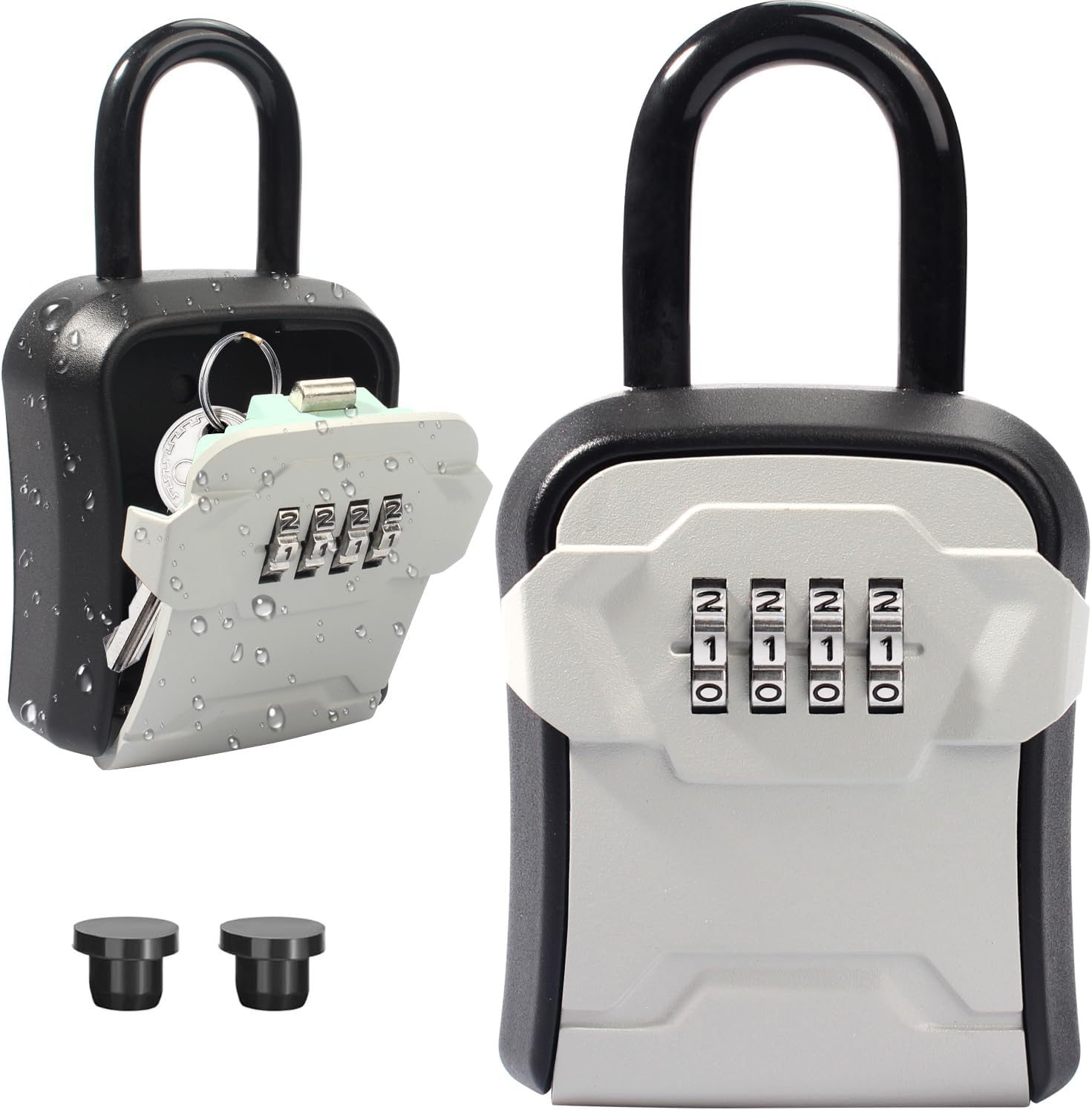 Lock Box,Key Lock Box Wall Mounted for outside House Keys,Portable Key Safe Combination Lockbox with Resettable Code, Gray image number 5