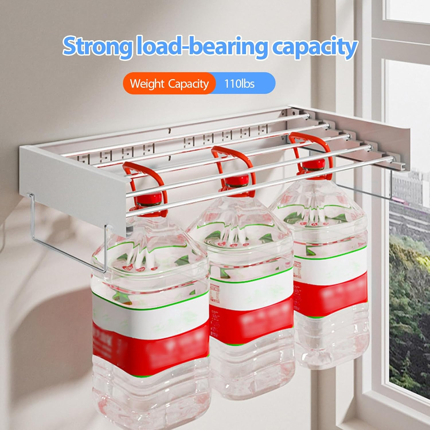 Wall Mounted Drying Rack, Collapsible Drying Racks for Laundry, Collapsible Laundry Drying Rack, 5 Stainless Steel Rods, Folding Indoor/Outdoor Drying Rack Clothing, 31.5'' Wide image number 5