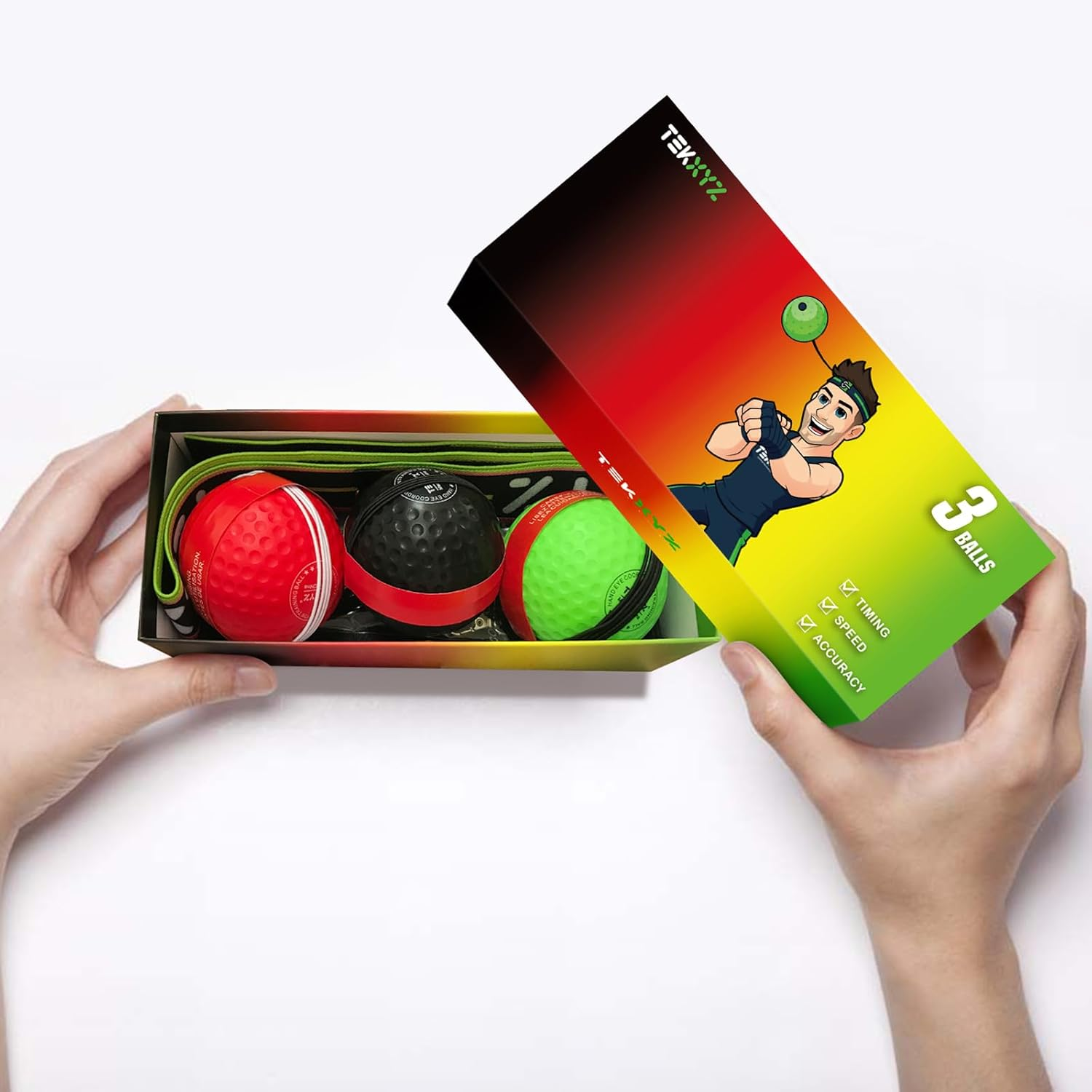 TEKXYZ&reg; Reflex Ball with Counter App | Online Community for Boxing Ball, Perfect for Reaction, Agility, Punching Speed, Fight Skill and Hand Eye Coordination image number 2