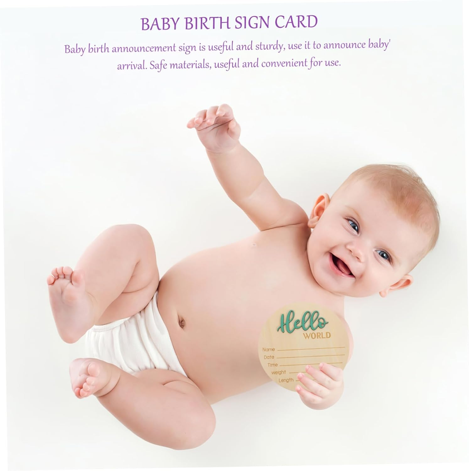 Wooden Birth Announcement Sign for Newborn round Name Announcement Photography Durable Sign for Shower and Nursery Decor