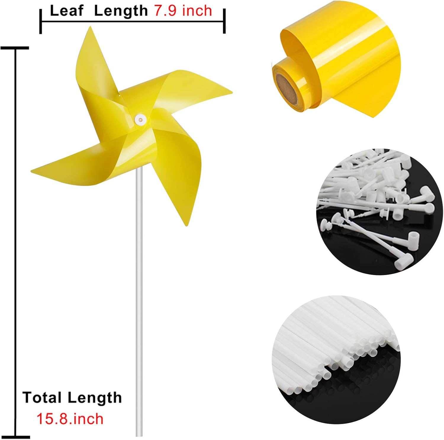 100 Pcs Pinwheels, Dark Blue Color Wind Spinners and Party Favors Gifts for Kids, Outdoor Decorational Pinwheels for Yard and Garden(Dark Blue) image number 3