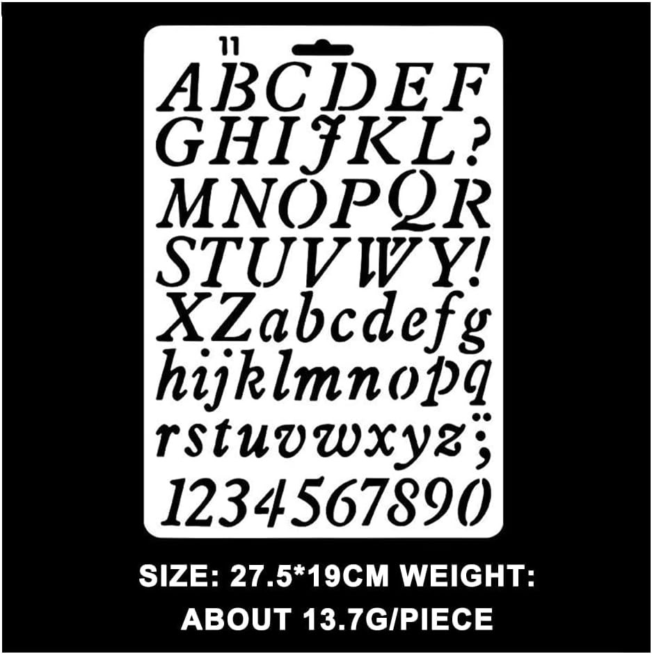 4 Pcs Alphabet Letter Number Drawing Painting Stencils,Stencil Planner for Scrapbook Painting Craft Projects image number 6