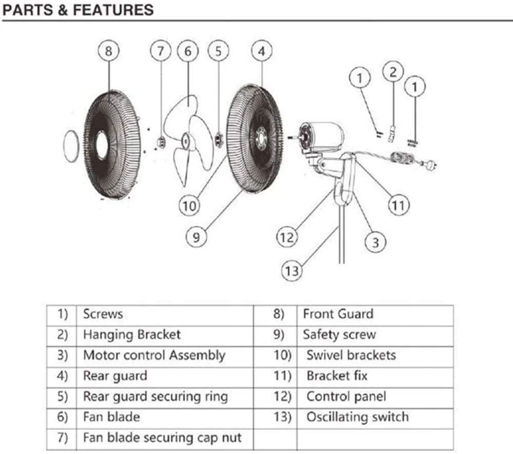 Heller White 40Cm Wall Fan W/ Pull Cord/3 Speed/Oscillating/Tilt Adjustable image number 1