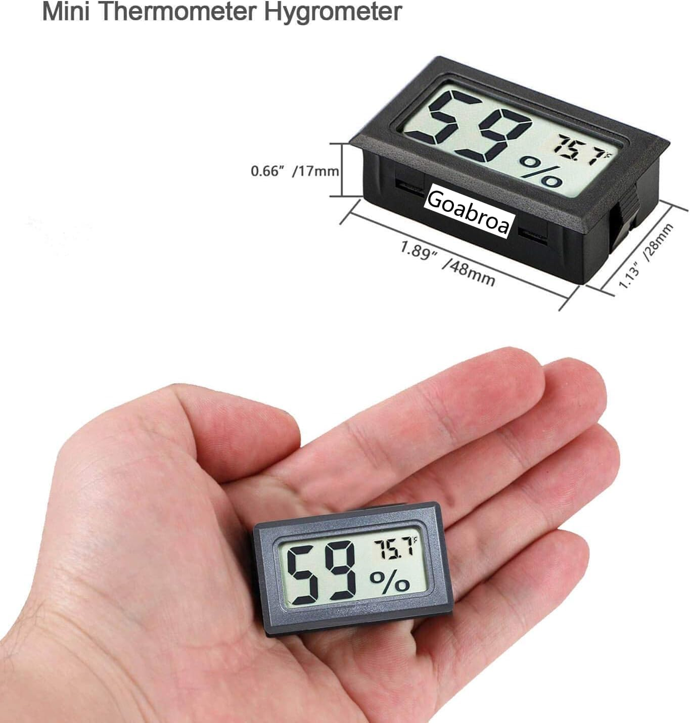 Goabroa Mini Hygrometer Thermometer Digital Indoor Humidity Gauge Monitor with Temperature Meter Sensor Fahrenheit (℉)