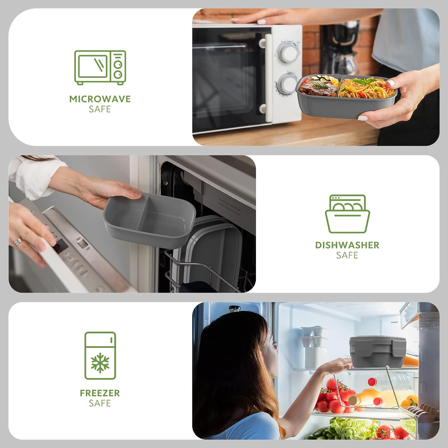 Bento Box Adult Lunch Box,3 Stackable Bento Lunch Containers for Adults/Kids, Modern Minimalist Design Bento Box with Utensil Set, Leak-Proof Lunchbox Bento Box for Dining Out, Work, Picnic, School image number 4