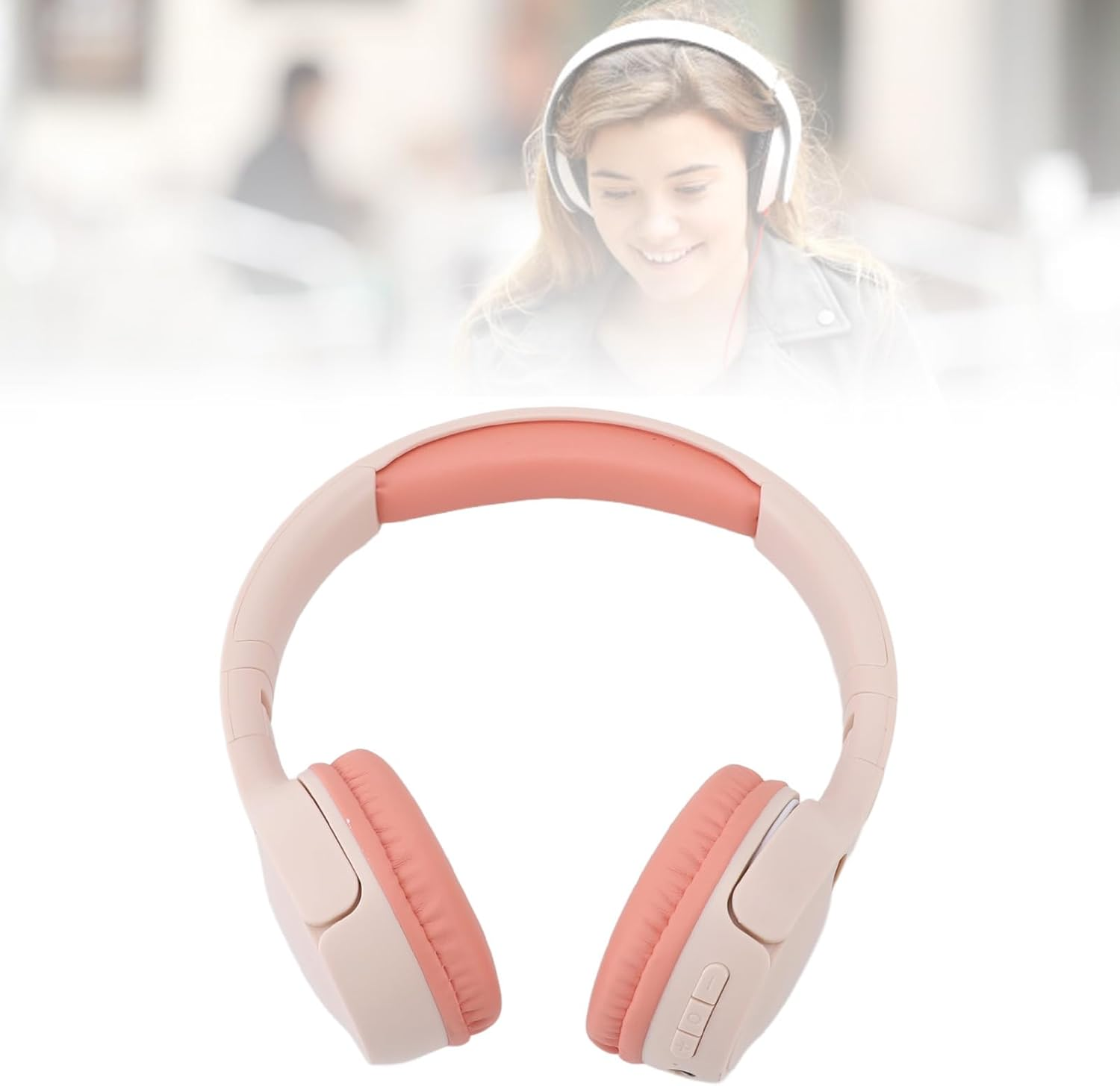 MENDUNER Bluetooth Headphones over Ear, Stereo Heavy Bass Lossless Rechargeable Wireless Headset, 40Mm Speaker, Foldable and Comfortable for Home Travel Gym Workout PC (Pink) - Blue image number 2