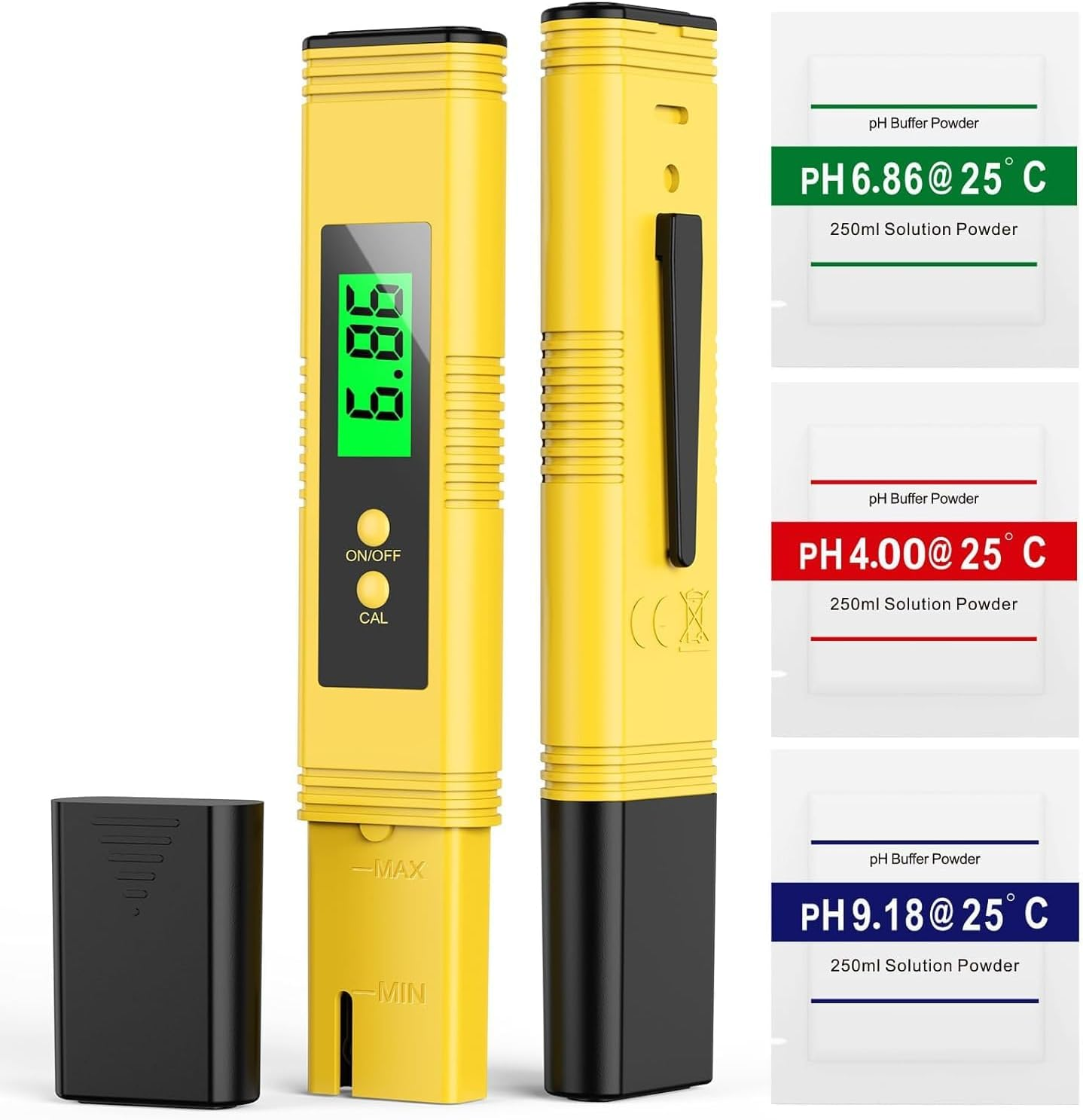 Digital Ph Meter, 0.01Ph High Accuracy Pen Type Ph Tester for Household Drinking, Pool, High Accuracy Digital Ph Tester (0.01 Precision) with UL Certification and 3 Ph Calibration Powders image number 3