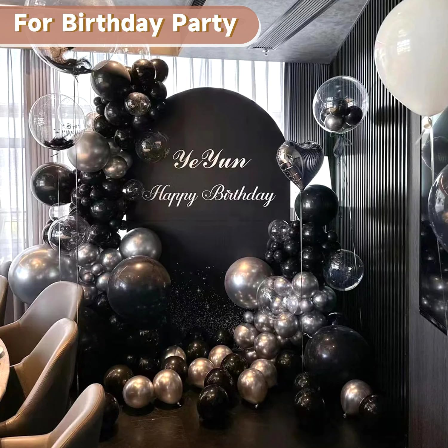 Hemmotop 6 Ft Black Arch Cover (No Arch Backdrop Stand), 2-Sided Spandex Arch Covers Stretchy Backdrop, for Wedding, Baby Shower, Birthday Party Decoration image number 5