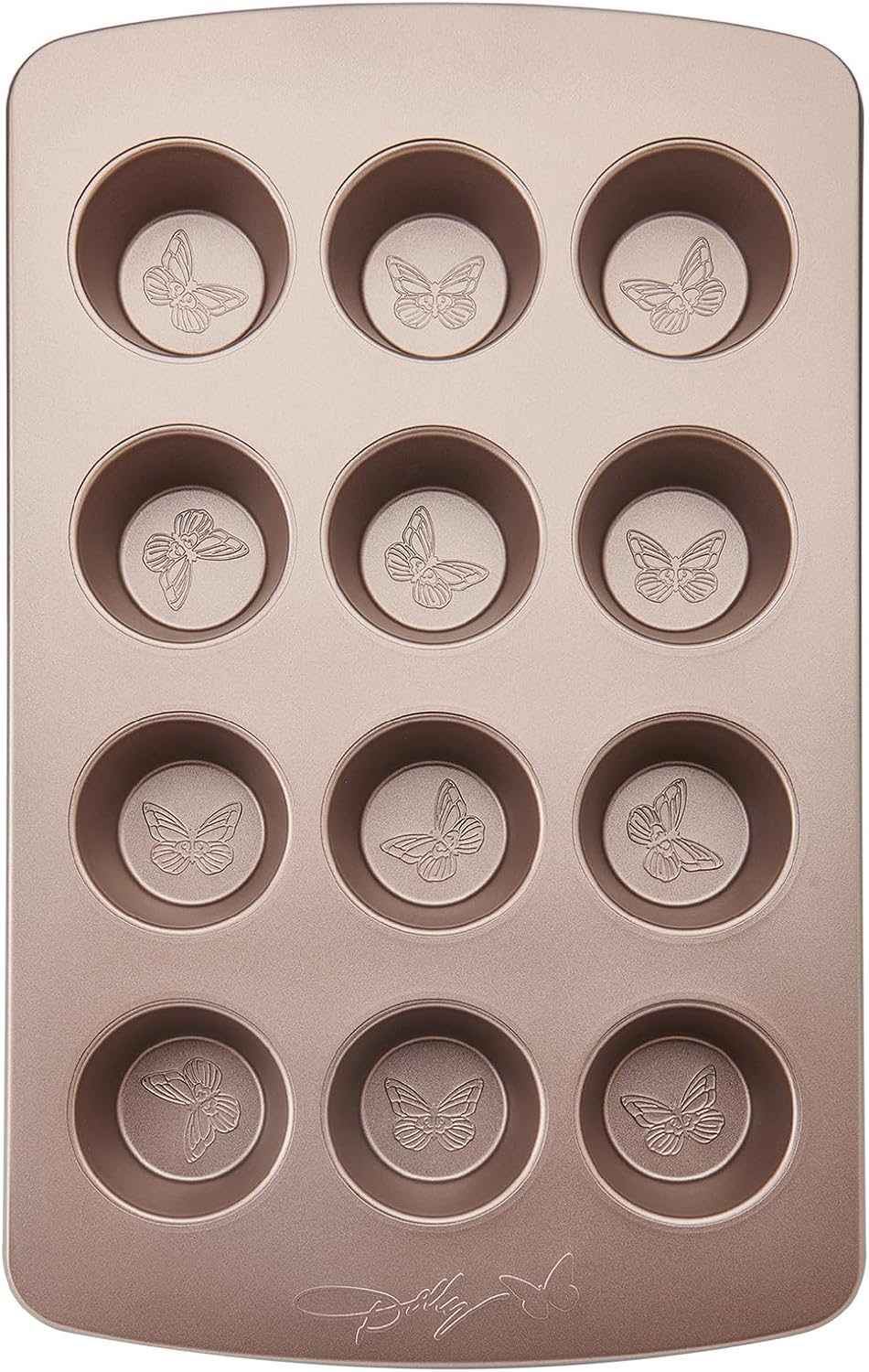 Dolly Parton Butterfly Stamp 12-Cup Muffin Pan &ndash; Carbon Steel Nonstick Bakeware with Textured Butterfly Design, Durable Rolled Rim, Oven Safe to 450F, Perfect for Muffins, Cupcakes and Mini Quiches image number 2