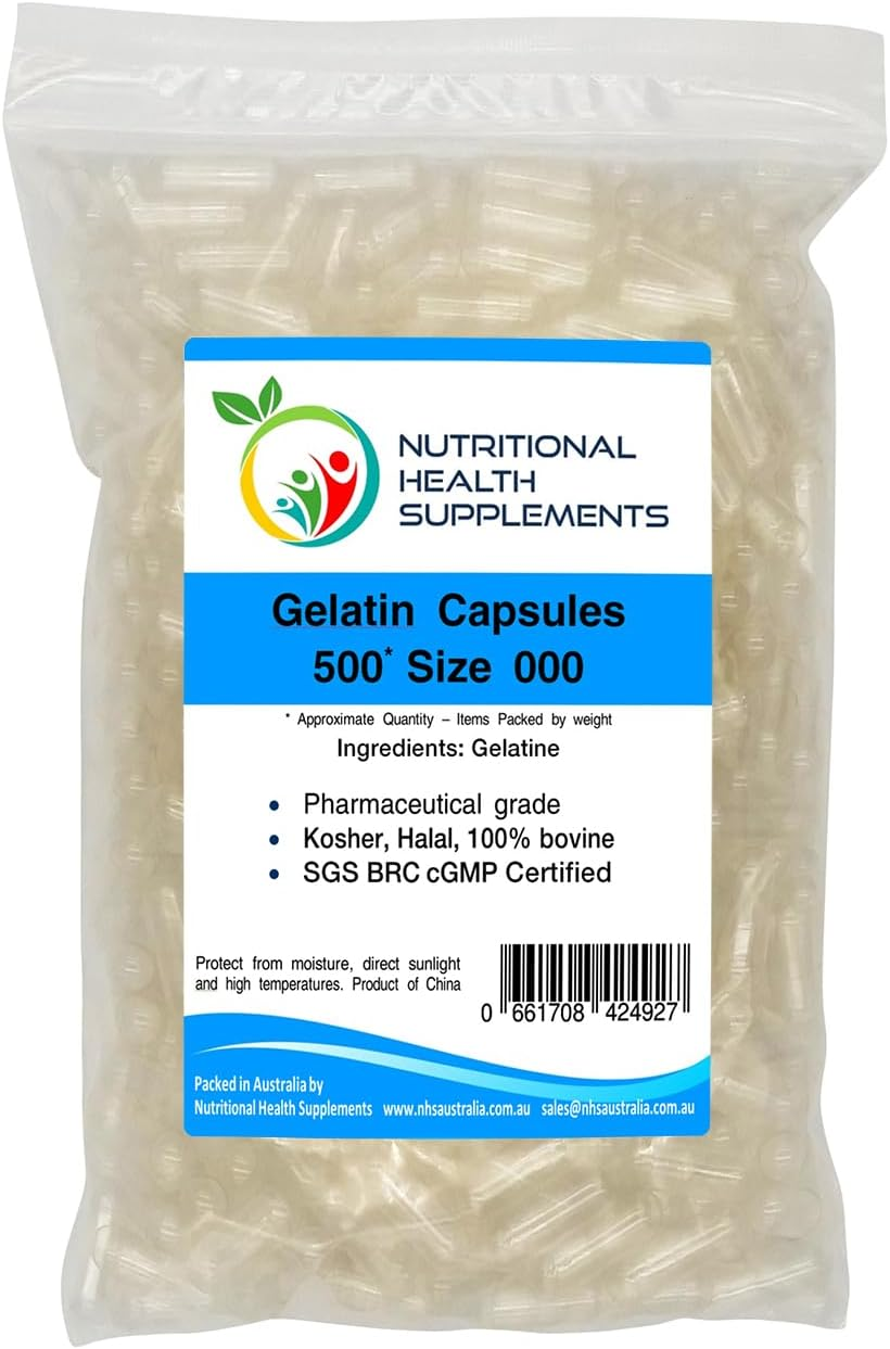 500 Size 000 Empty Gelatin Capsules Kosher Halal Pill Gelatine Gel Caps - Clear