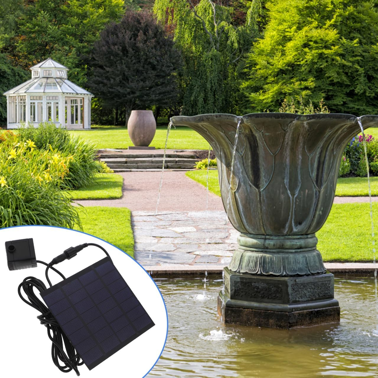 Ipetboom Solar Pond Pump Filter 7V 1W Submersible Water Pump Solar Power Fountain Pump Black for Pool Garden image number 6