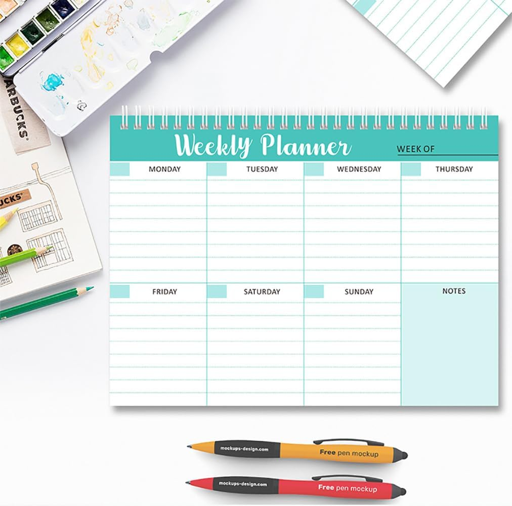 PQCLXUYA Weekly Planner Pad,Spiral Bound Weekly Goals Schedule,To-Do List Notebook,52 Weeks Calendars & Organizers for Meal, Appointments, Schedule, with Habit Tracker (Green)