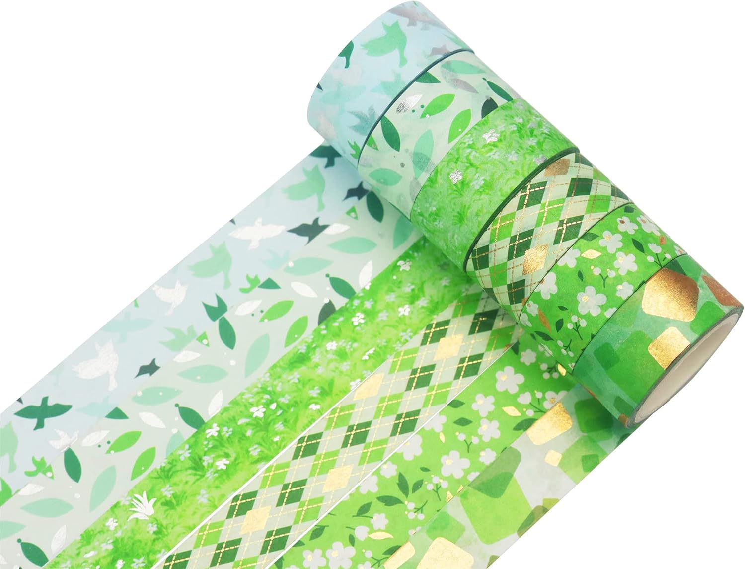 YUBX Gold Washi Tape Set VSCO Silver Decorative Tape for DIY Crafts, Bullet Journals, Planners, Scrapbooking, Wrapping 15Mm Wide (Spring 8) - Spring 8 image number 6