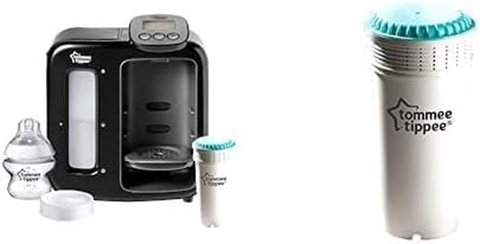 Tommee Tippee Perfect Prep Day and Night Machine Instant and Fast Baby Bottle Maker Bundles Includes 2X Antibacterial Filters, Black