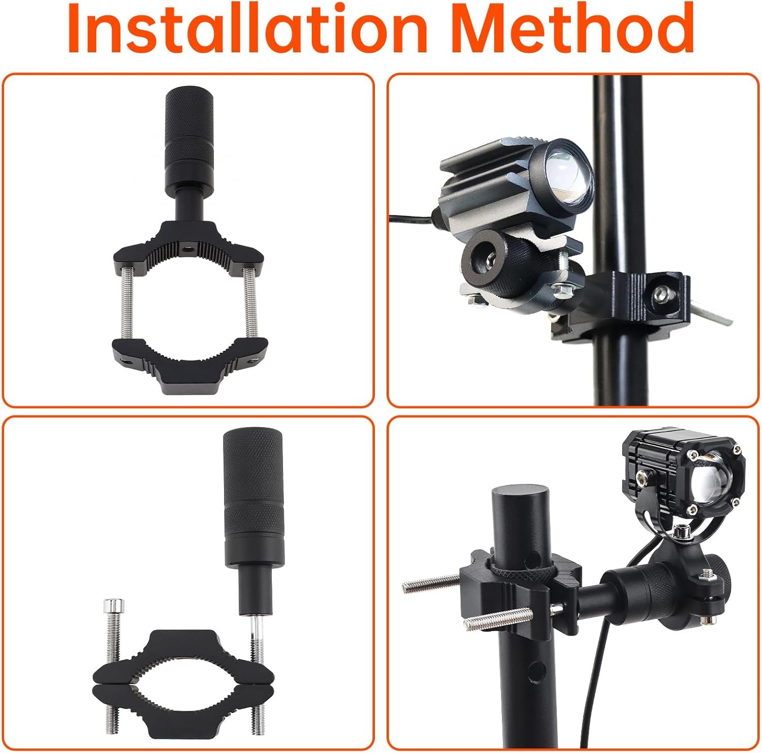 Windance Motorcycle Fork Light Mount Bracket for Scooter ATV UTV Installing Spotlights Running Lights, Foglight Spotlight Headlight Crash Bar Bumper Expansion Bracket (2, 25MM-52MM)