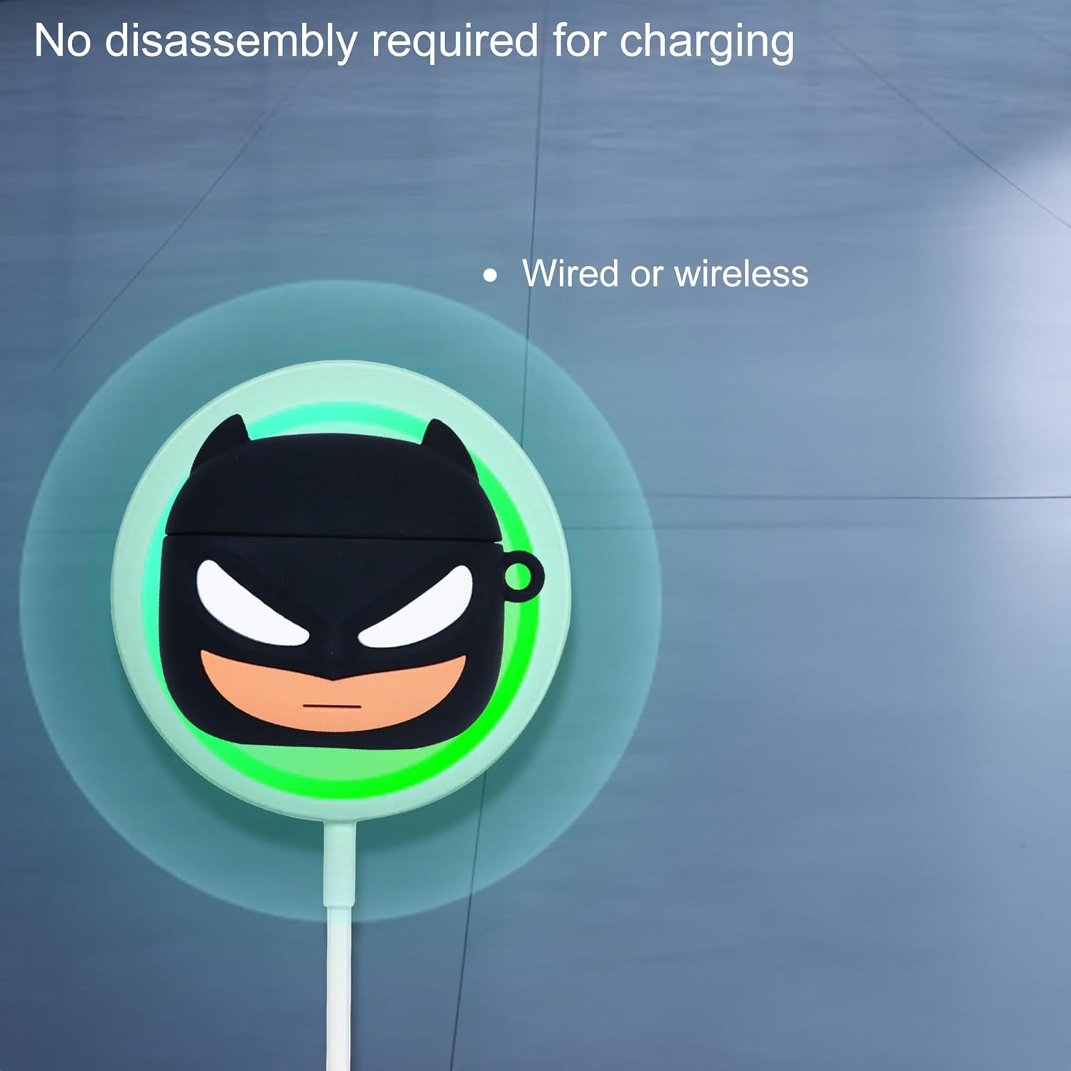 Cute Case for Airpods 4Th Generation Cover, with Magnetic Anti-Lost Cord, Keychain and Cleaner Pen Kit, 3D Cartoon Animal Soft Silicone Funny Cover for Airpods 4 Case Accessories Set for Men - Black image number 6