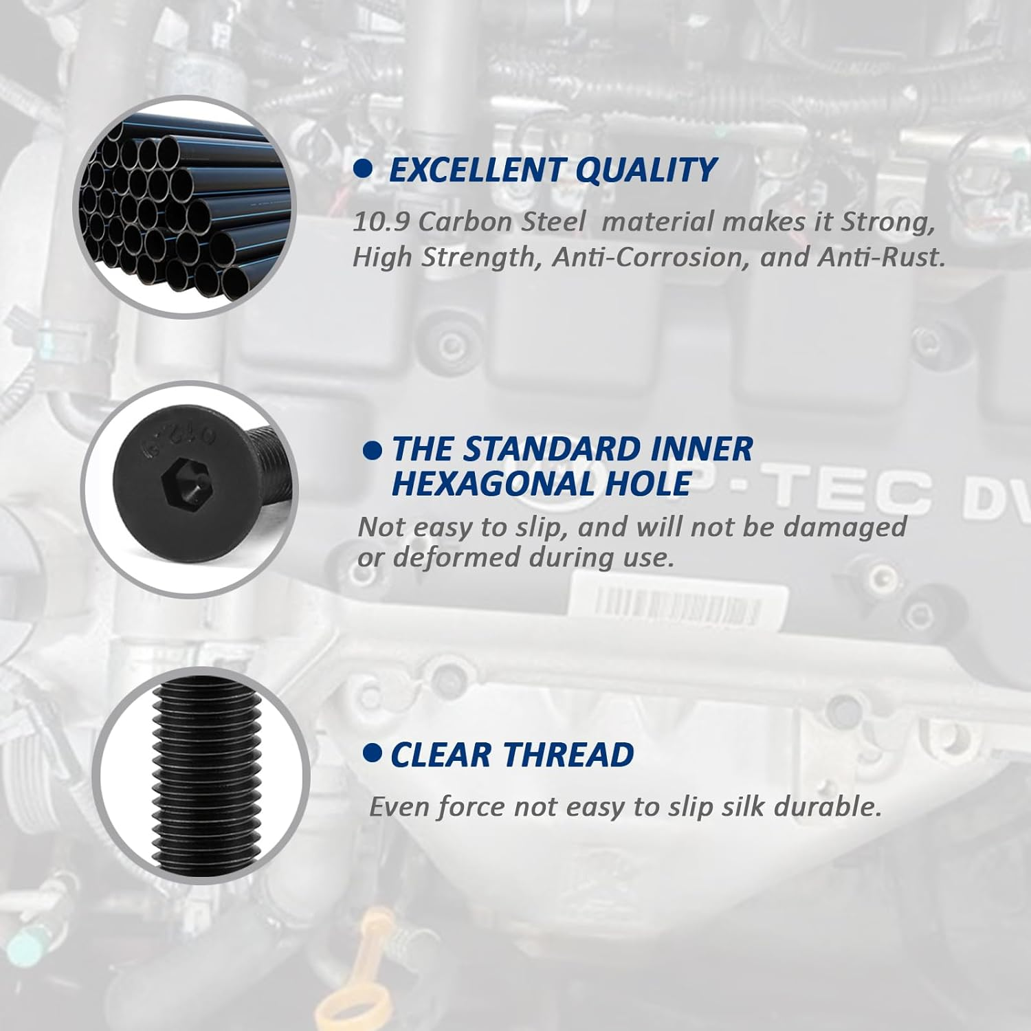 Fullfun 200PCS M3 X 4/6/8/10/12/16/20/25Mm Hex Socket Flat Head Screw Bolts Assortment Kit, Alloy Steel Metric Screws with Allen Wrench, Allen Socket Hex Drive Black Machine Screws Set image number 3